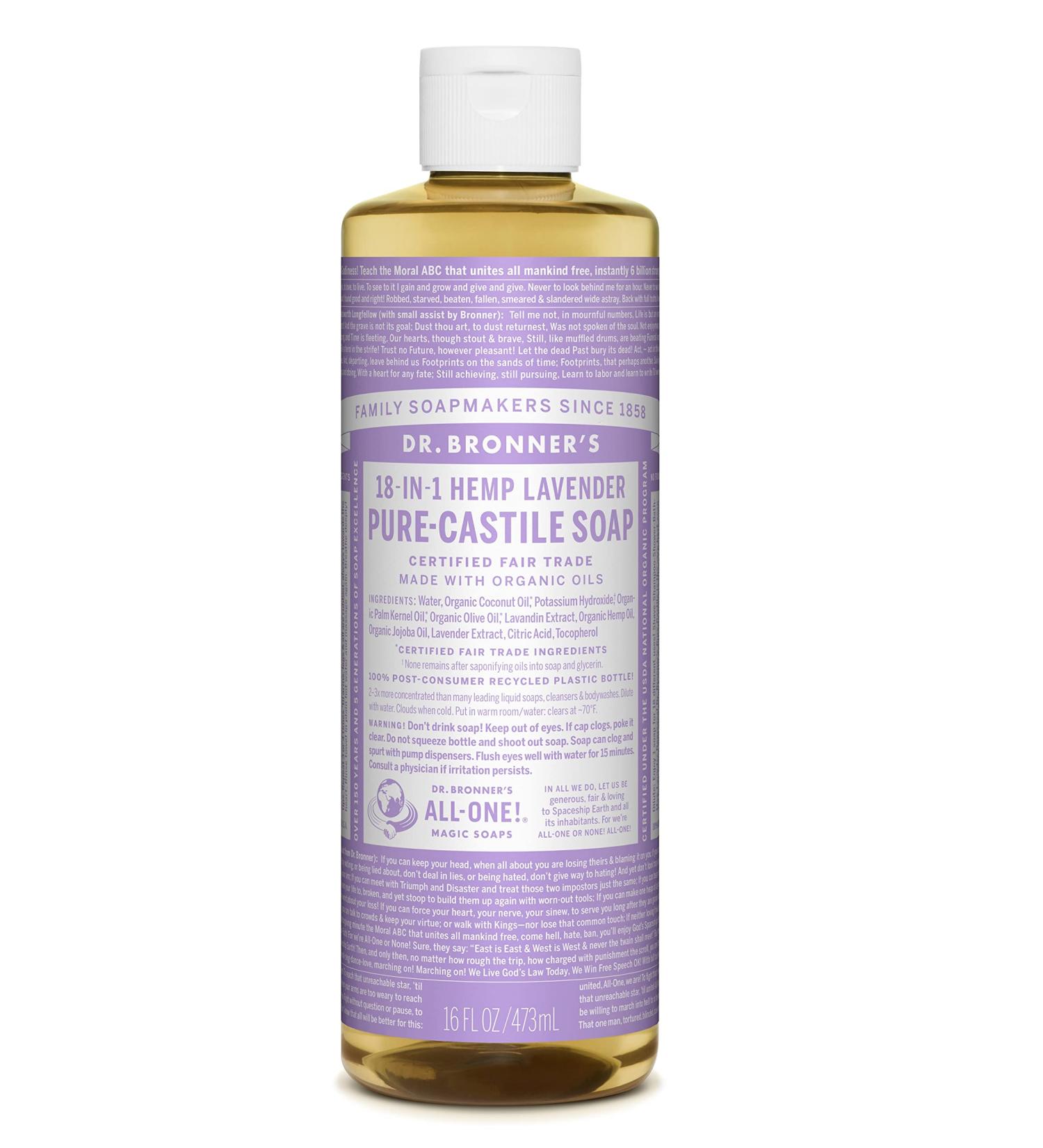 Dr. Bronner's Magic Soap All One Csla16/76416 16 Oz Lavender Pure Castile Liquid Soaps Lavender 16 Fl Oz (Pack of 1)