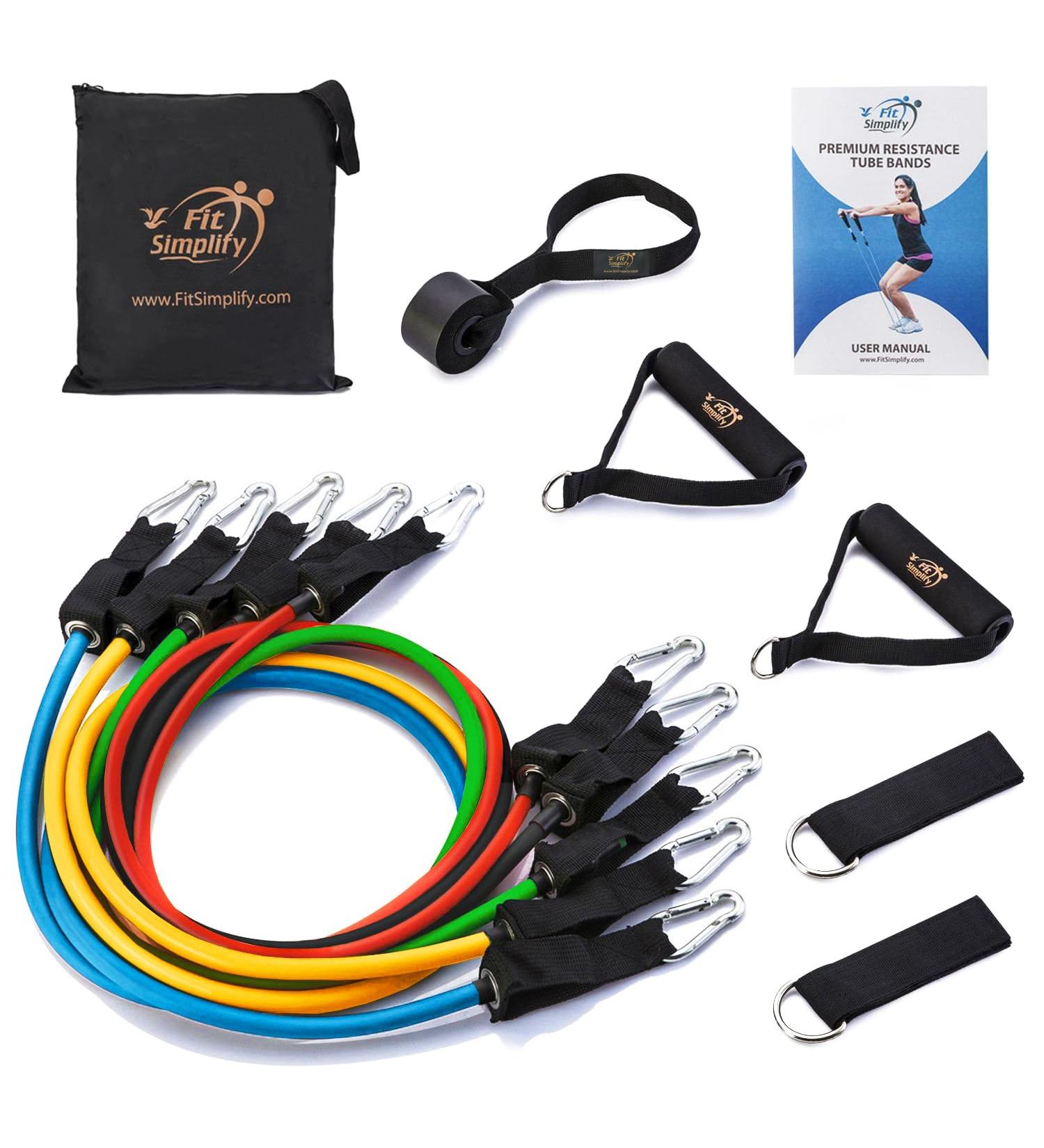 Fit Simplify 12-Piece Resistance Tube Bands Set - Includes Instruction Booklet for Effective Workouts | International Shipping Available - Buy Online on GoSupps.com