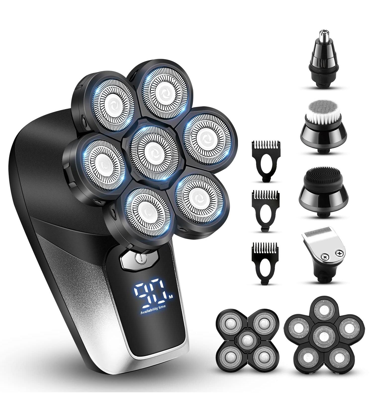 Vsmooth Bald Head Shaver for Men - Rotary Multifunctional Electric Shaver for Close Face Shaving - Cordless & Waterproof Rechargeable Razor - Buy Online on GoSupps.com