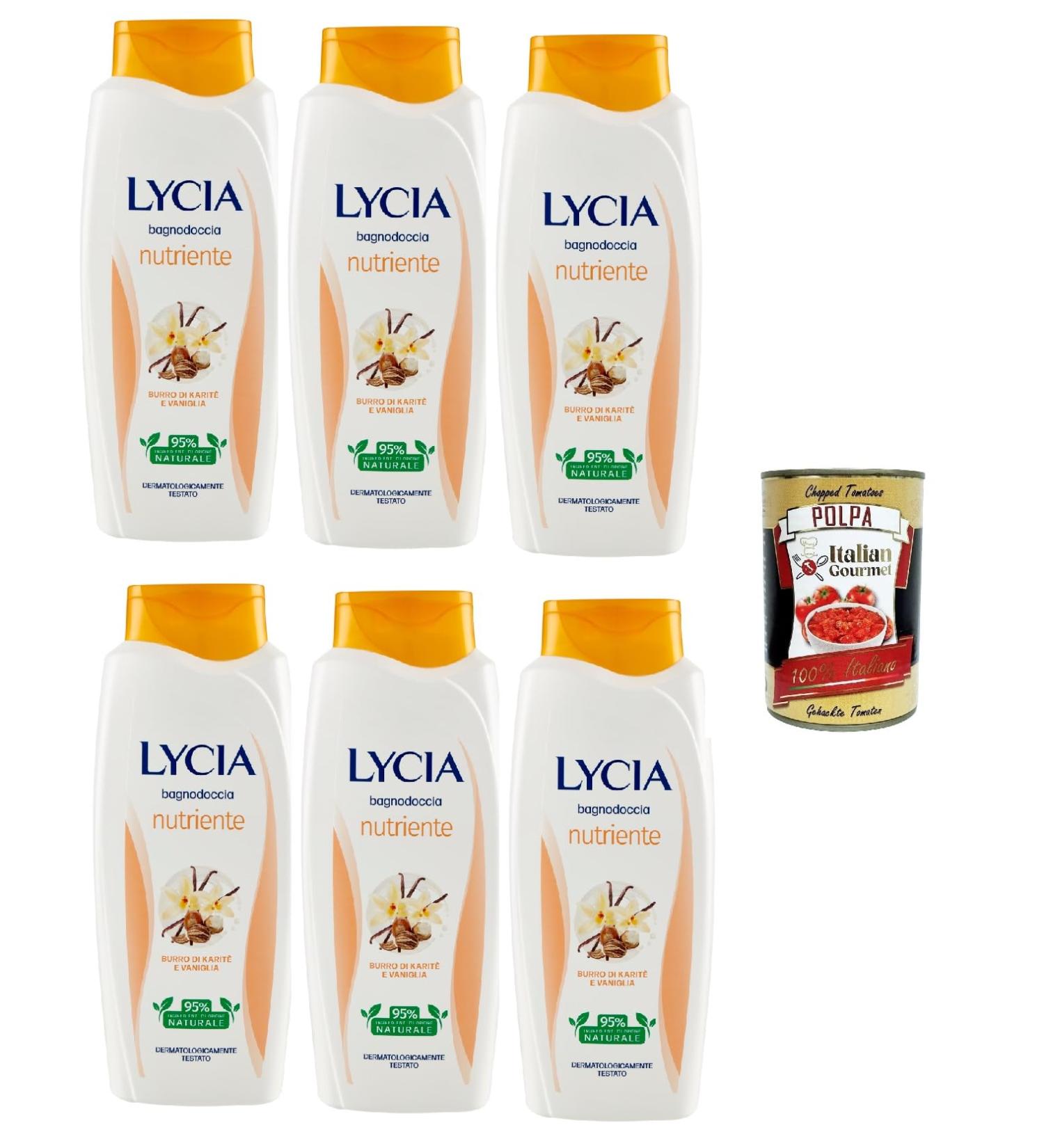  Italian Gourmet E.R. Lycia Nourishing Shower Gel with Shea Butter and Vanilla Set of 6 750 ml Bubble Baths + Gourmet Italian Pulp 400 g - Buy Online on GoSupps.com