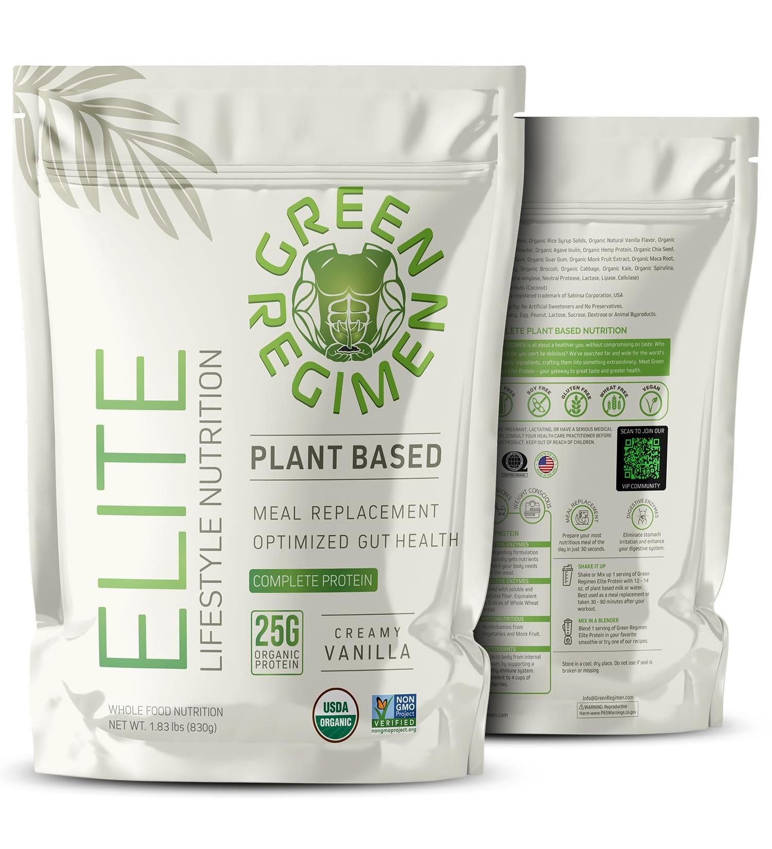 Green Regimen Elite Plant-Based Protein Powder - 25g Complete Hemp & Pea Protein Meal Replacement High-Protein Vegan Shake NonGMO Gluten-Free Dairy-Free Low Carb - (Vanilla - 1 Month Supply) Vanilla 0.04 Ounce (Pack of  - Buy Online on GoSupps.com