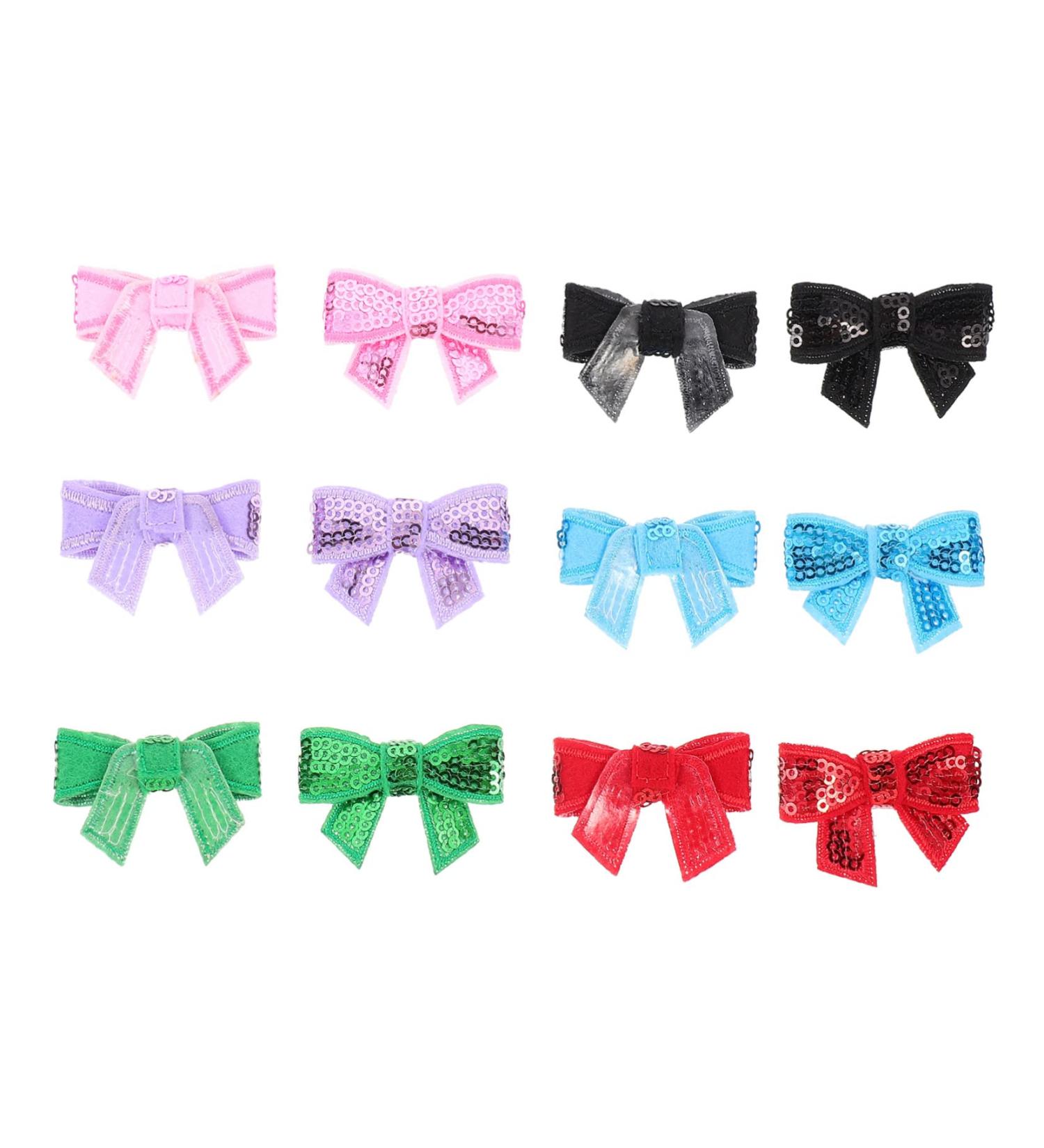 NUOBESTY 12pcs Diy Accessories Ornament Tiara Sequin Hair Bows Bowknot Diy Projects Bowties Clothing Hairpin - Buy Online on GoSupps.com