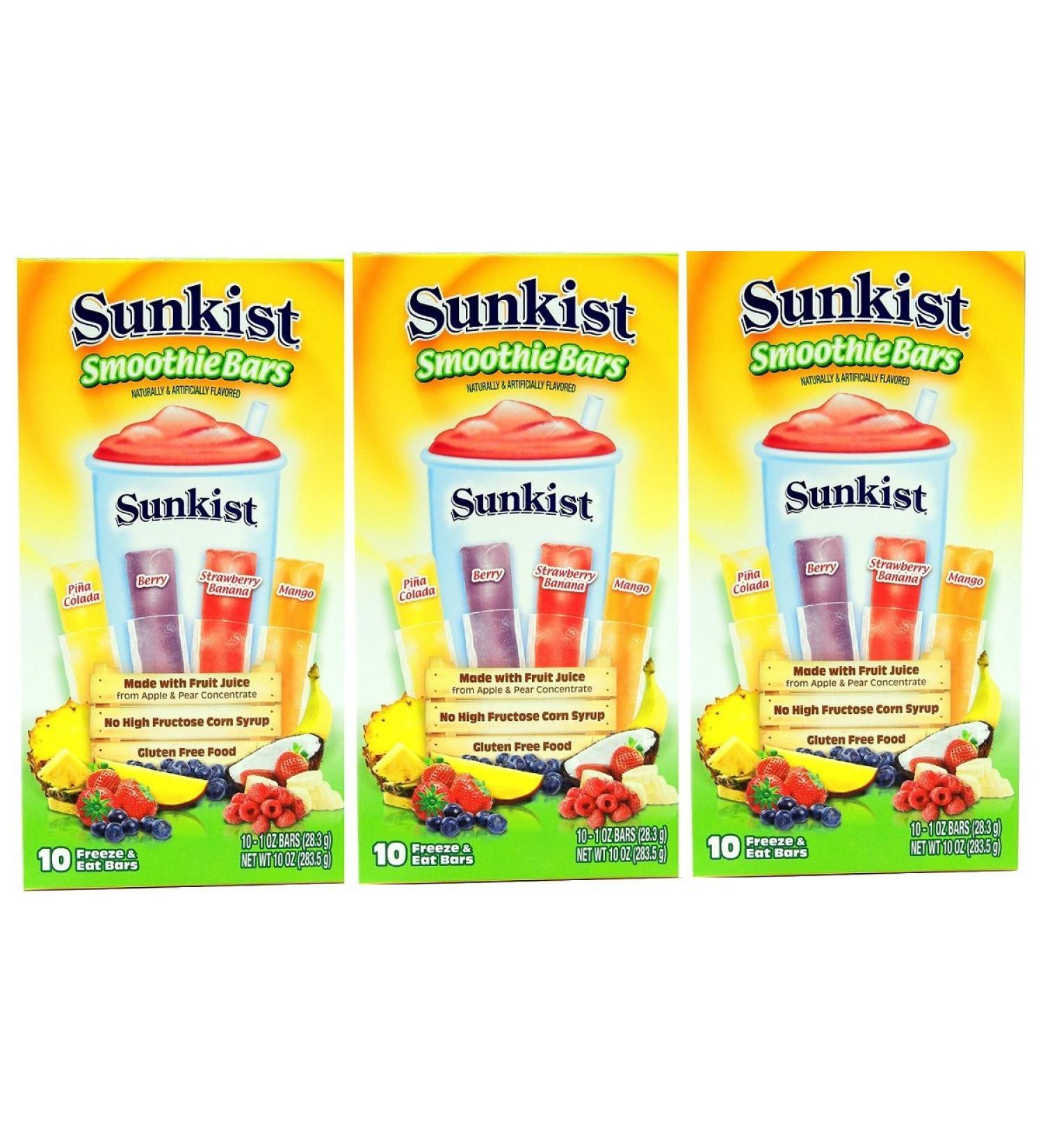 Sunkist Freeze Smoothie Bars - 10 Ct Boxes (Pack of 3) | Delicious and Refreshing Frozen Treats - Buy Online on GoSupps.com