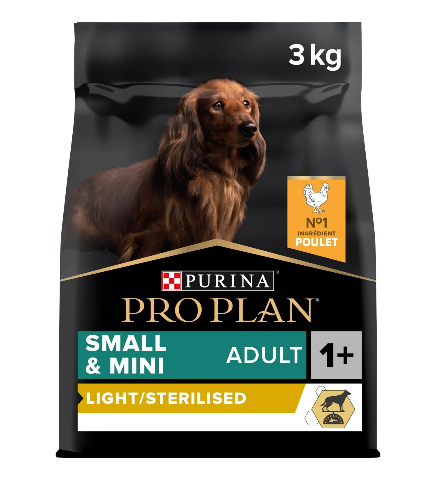 PURINA PRO PLAN | Small & Mini Adult | Light Sterilized Rich in Chicken | Dry Food | Small Adult Dogs | 3kg Bag - Buy Online on GoSupps.com
