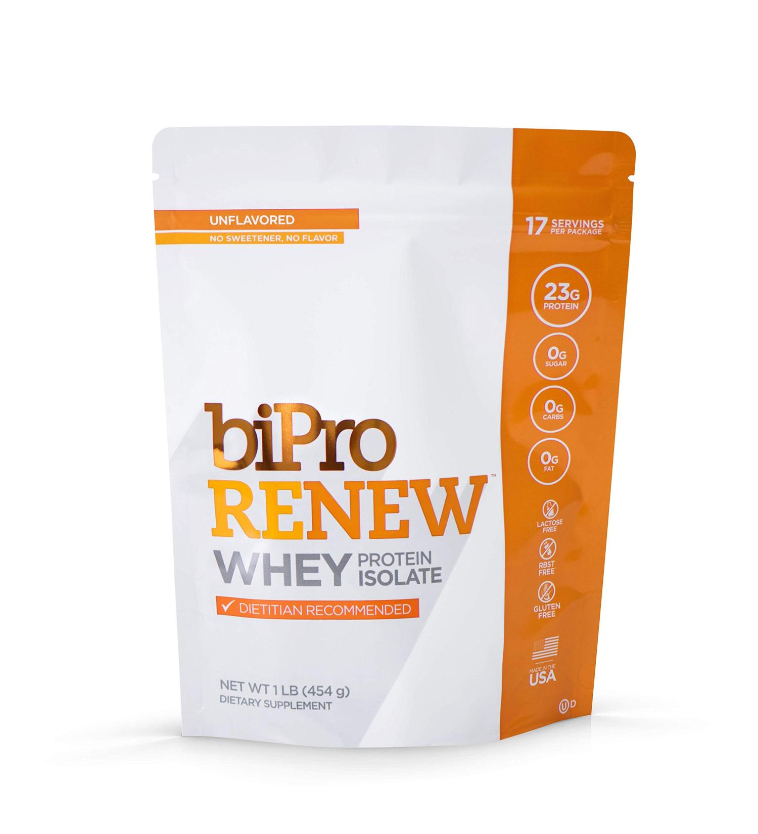 BiPro Renew 100% Whey Isolate Protein Powder - Unflavored 1lb | Dietitian Recommended, Sugar Free, Lactose Intolerant Friendly, Gluten & Hormone Free - Buy Online on GoSupps.com