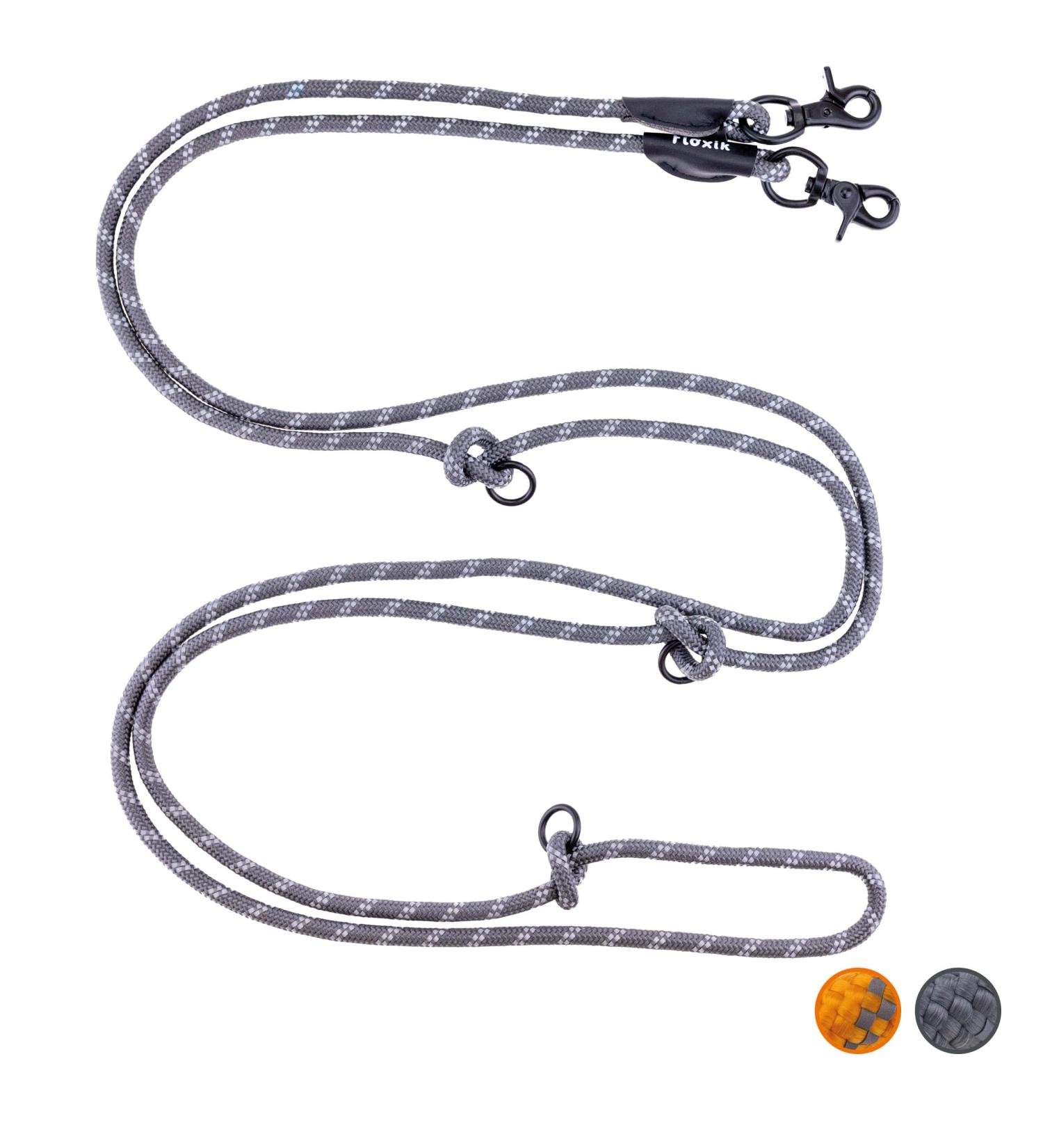 Floxic Premium Kleine Dog Leash | 3M Adjustable Touwline for Small & Medium Dogs | Stylish & Durable in Gray or Orange | 8mm - Buy Online on GoSupps.com
