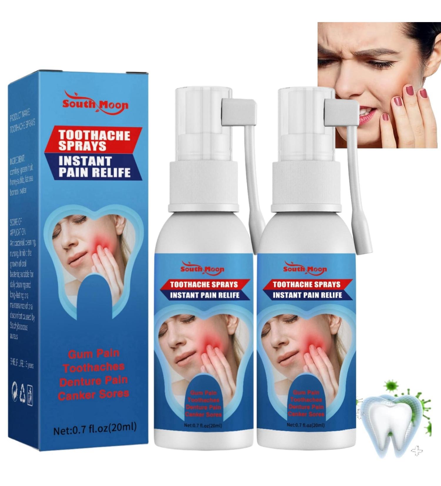 2PCS Toothache Pain Relief for Adult Toothache Relieving Spray Oral Care Spray Tooth Pain Relief Extra Strong Natural Dental Pain Relief Pain Relief for Toothache Gum Pain Spray for Teeth Health - Buy Online on GoSupps.com