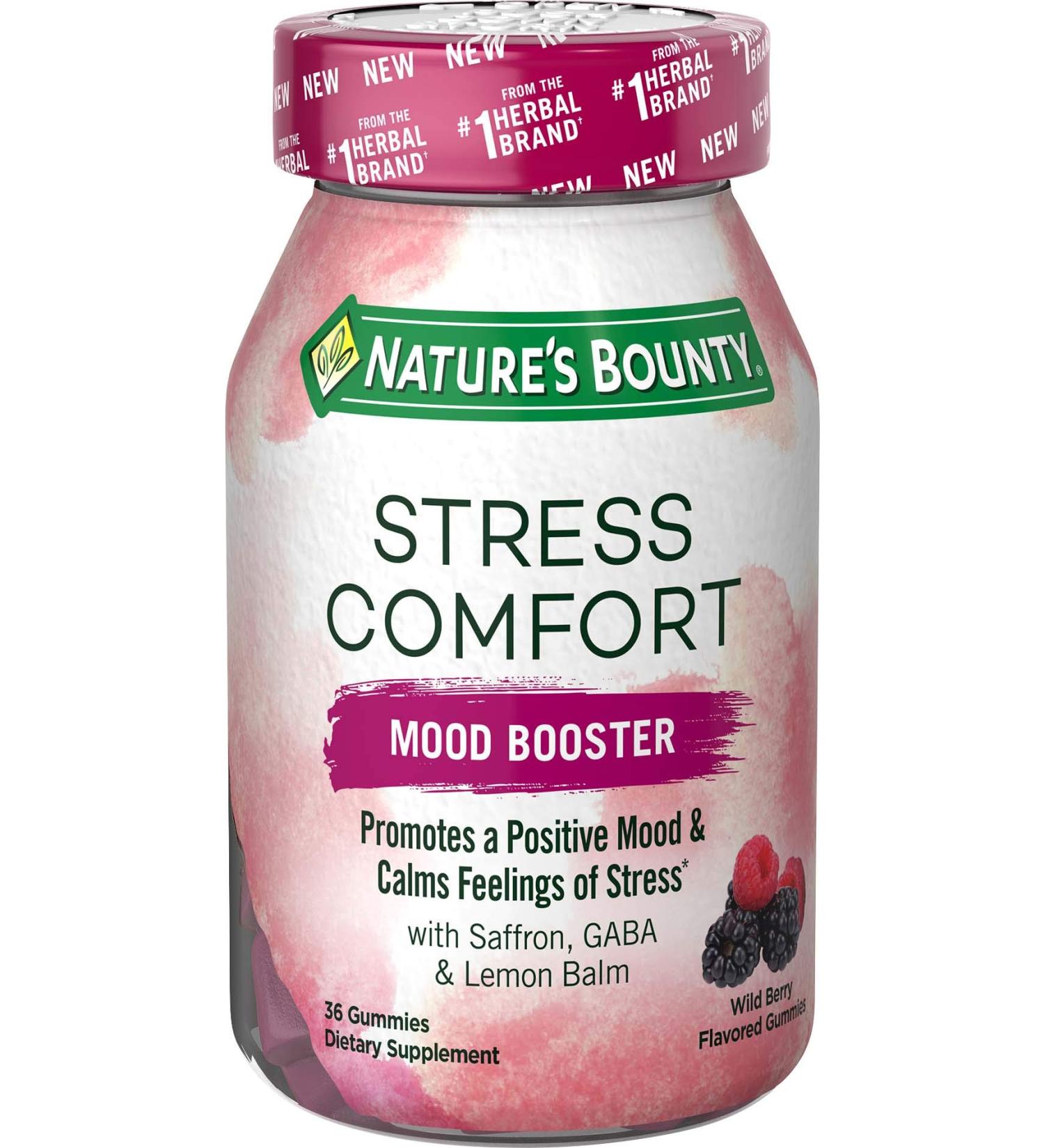 Natureâ€™s Bounty Stress Comfort Mood Booster - Wild Berry Gummies (36 Count) - Buy Online on GoSupps.com