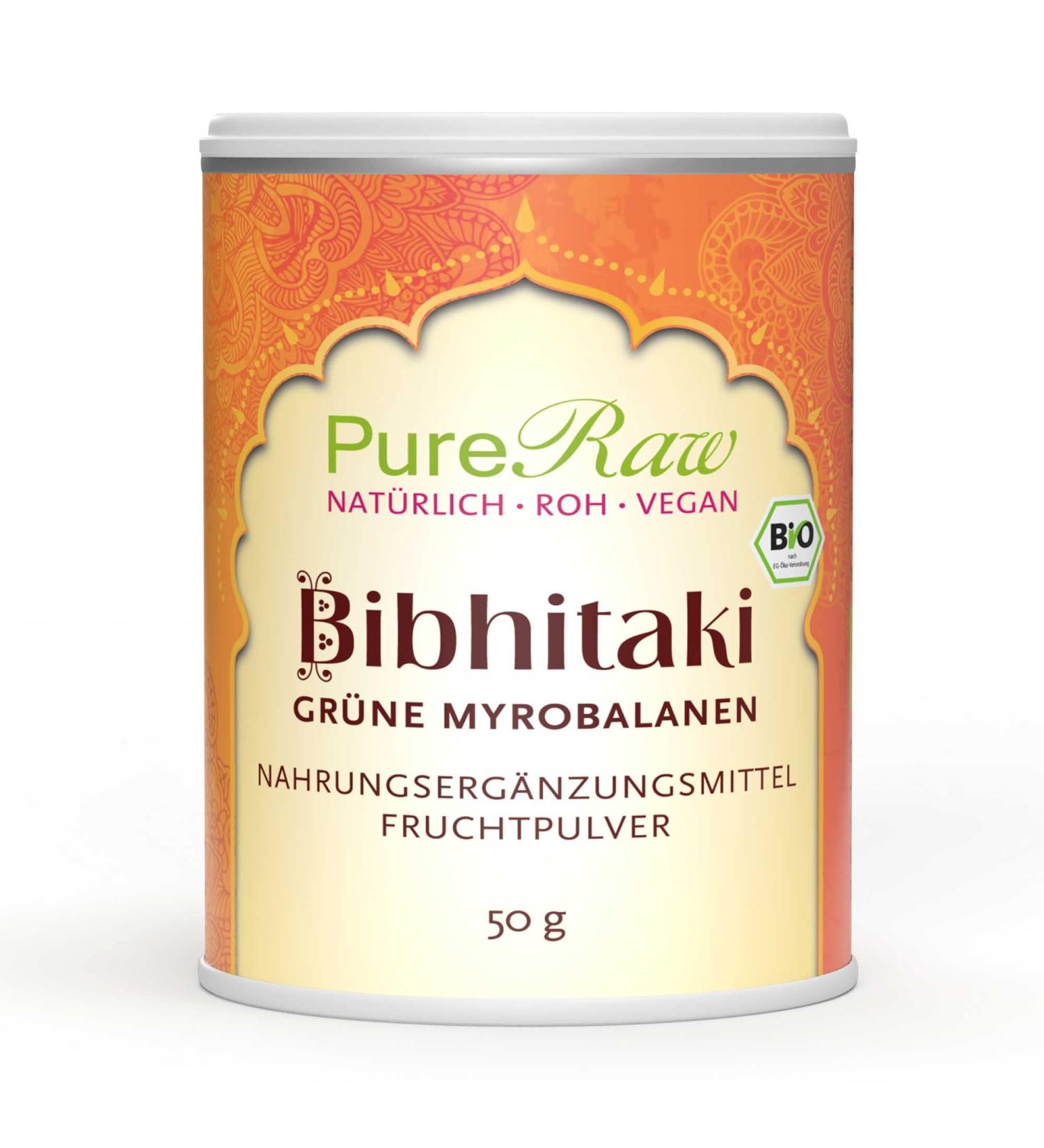 Organic Bibhitaki Powder - Raw Vegan Triphala Churna | Terminalia Bellirica | Ayurvedic Nutrition 50g - Pureeraw - Buy Online on GoSupps.com