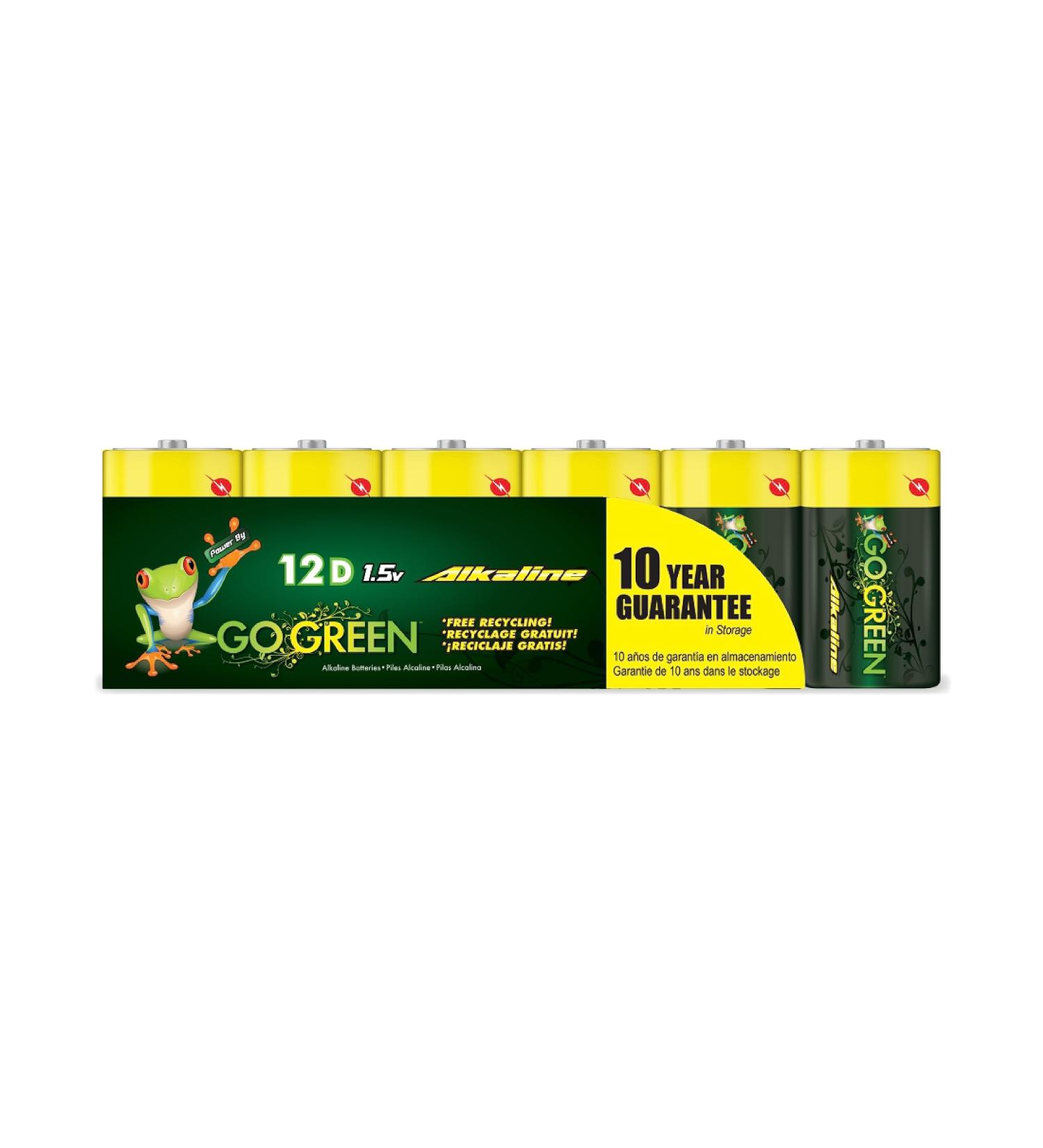 Buy GoGreen Power Eco-Friendly Alkaline D Batteries - 12 Pack | No Lead Cadmium or Mercury - International Shipping Available - Buy Online on GoSupps.com