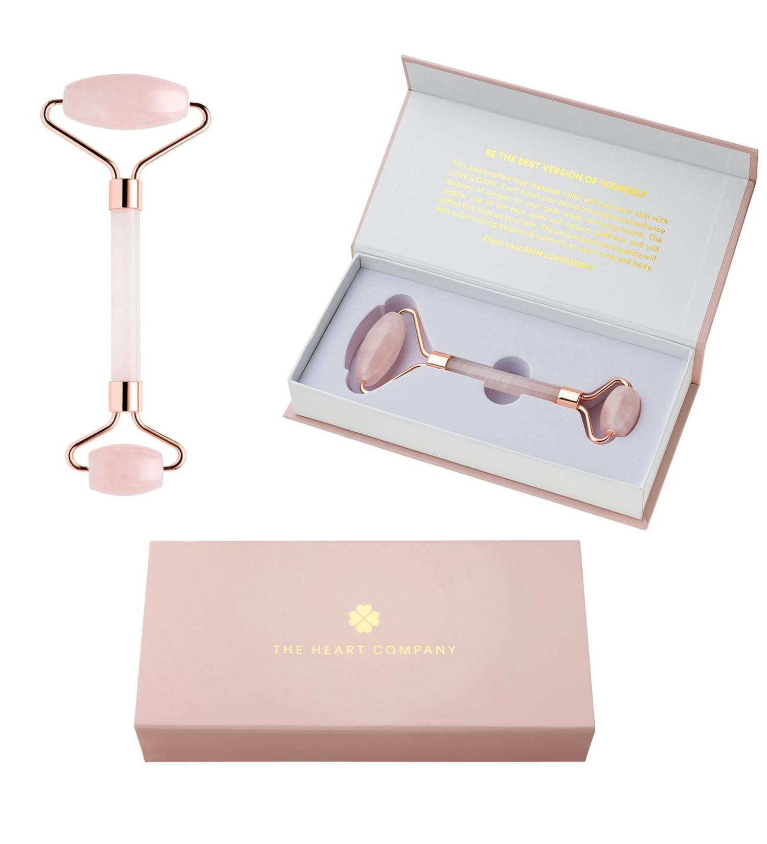 Premium Rose Quartz Face Roller - Natural Crystal Facial Roller for Skin Care & Anti-Aging | Massager for Face Eyes & Neck - Buy Online on GoSupps.com