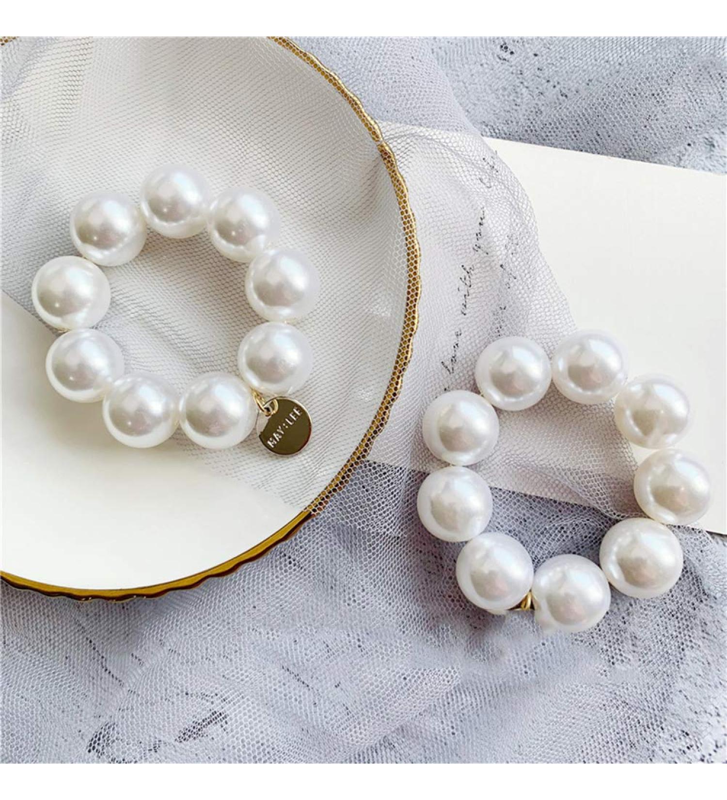 2 Pcs White Pearl Hair Tie Ponytail Holders for Women and Girls - Hair Accessories - Buy Online on GoSupps.com