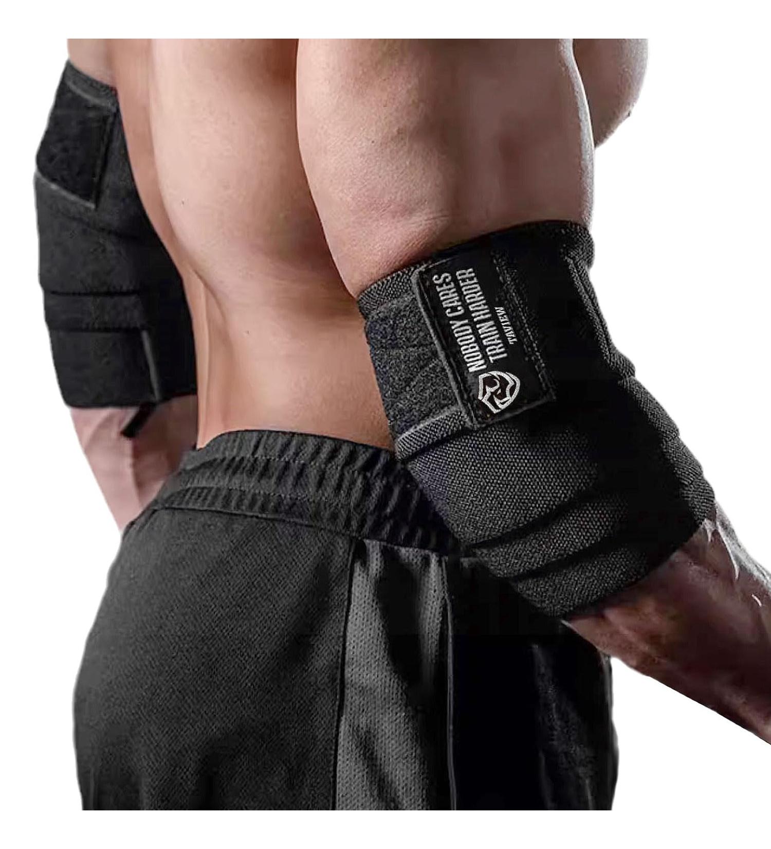 TAVIEW Elastic Elbow Bandages for Weightlifting | 120cm Compression Straps for Powerlifting Fitness & Cross-Training - Black Elbow Wraps - Buy Online on GoSupps.com