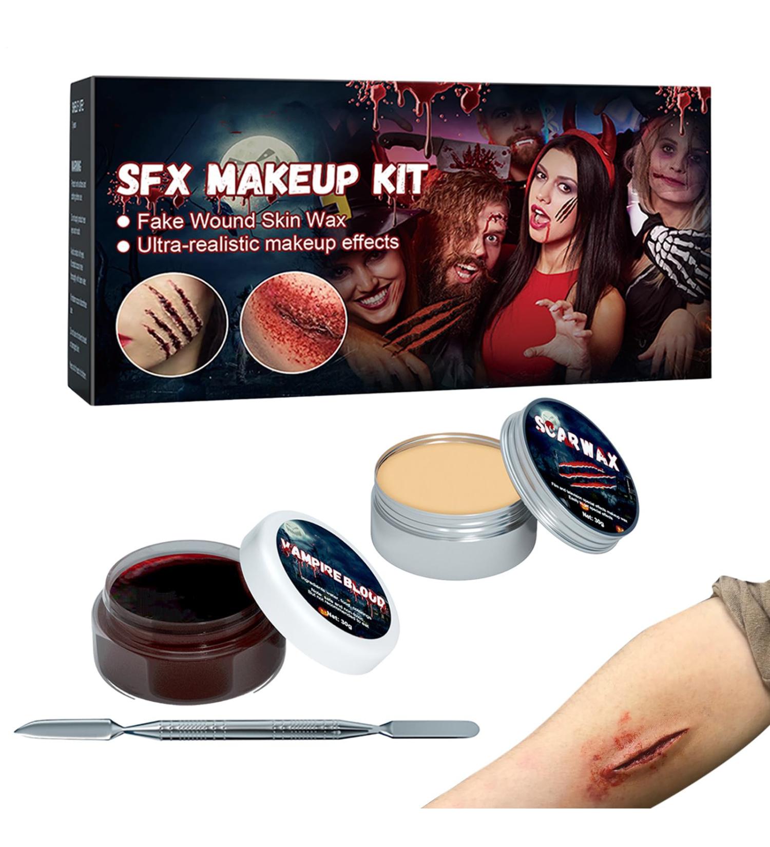Halloween Makeup - 2 In 1 Washable Body Paint Kit Includes Fake Blood Gel And Scar Realistic Effect For Nose Eyebrow Detailing Game Game - Buy Online on GoSupps.com