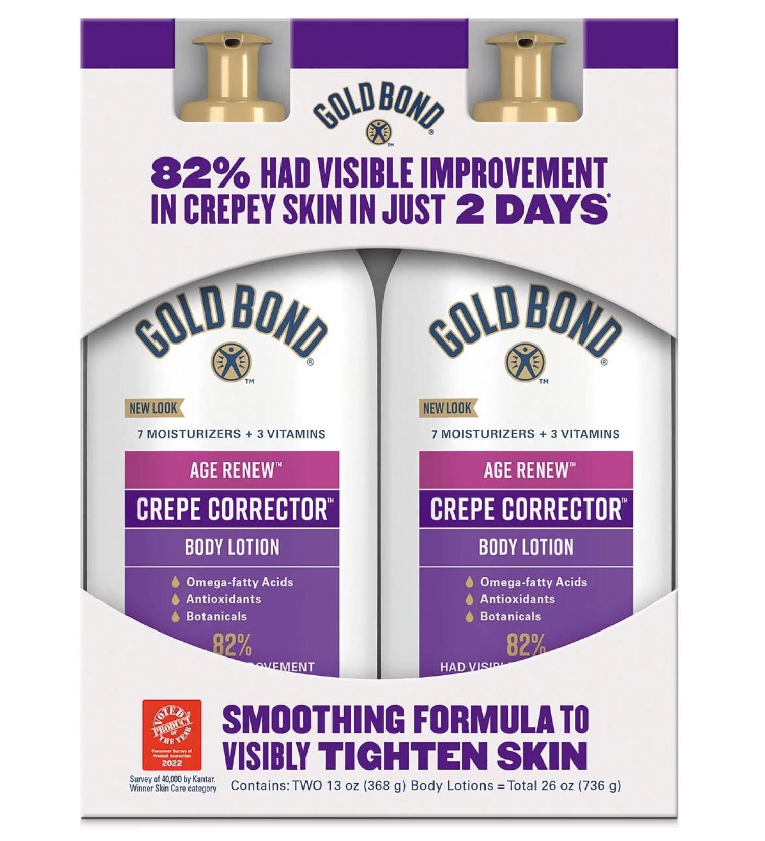 Gold Bond Age Renew Crepe Corrector Body Lotion Replenishing & Smoothing Formula 26 OZ (2 13 OZ bottles) - Buy Online on GoSupps.com