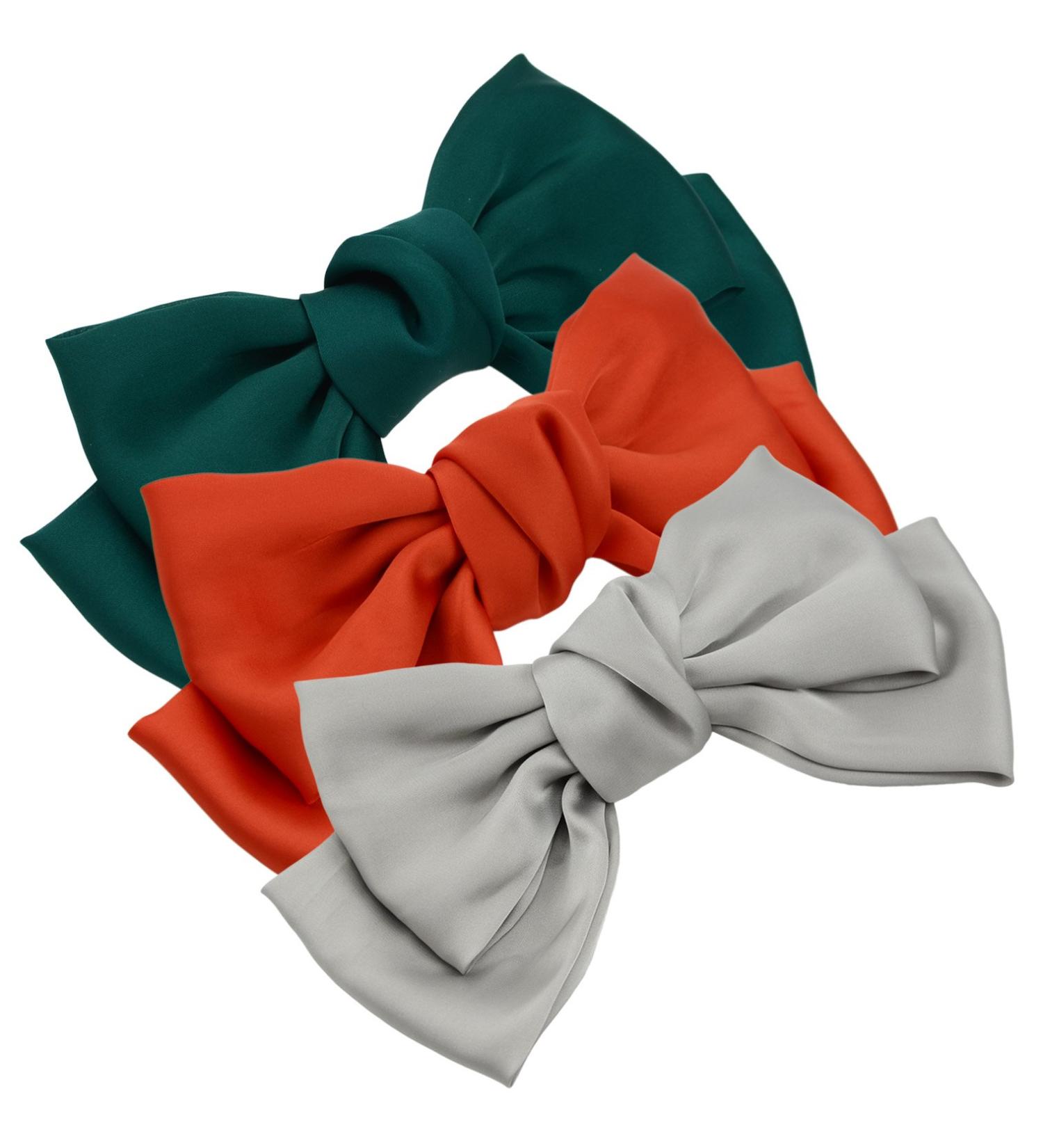 Women & Girls Chiffon Large Hair Clips - 3 Pack in Green Gray Orange | Stylish Accessories for All Occasions - Buy Online on GoSupps.com