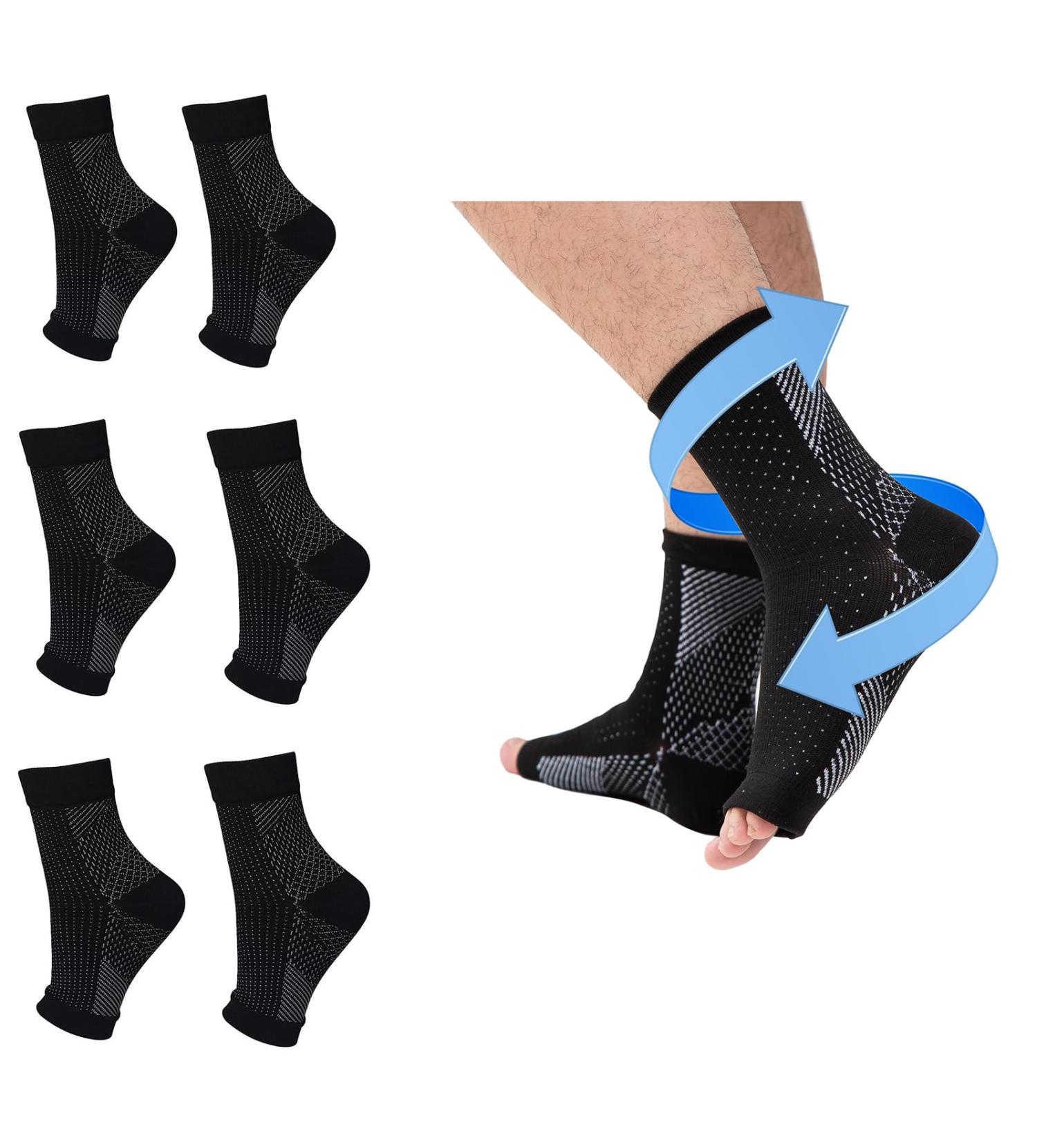 4 Pairs Plantar Fasciitis Socks - Compression Support for Neuropathy Heel Spur Relief & Ankle Pain - XXL Black - Buy Online on GoSupps.com