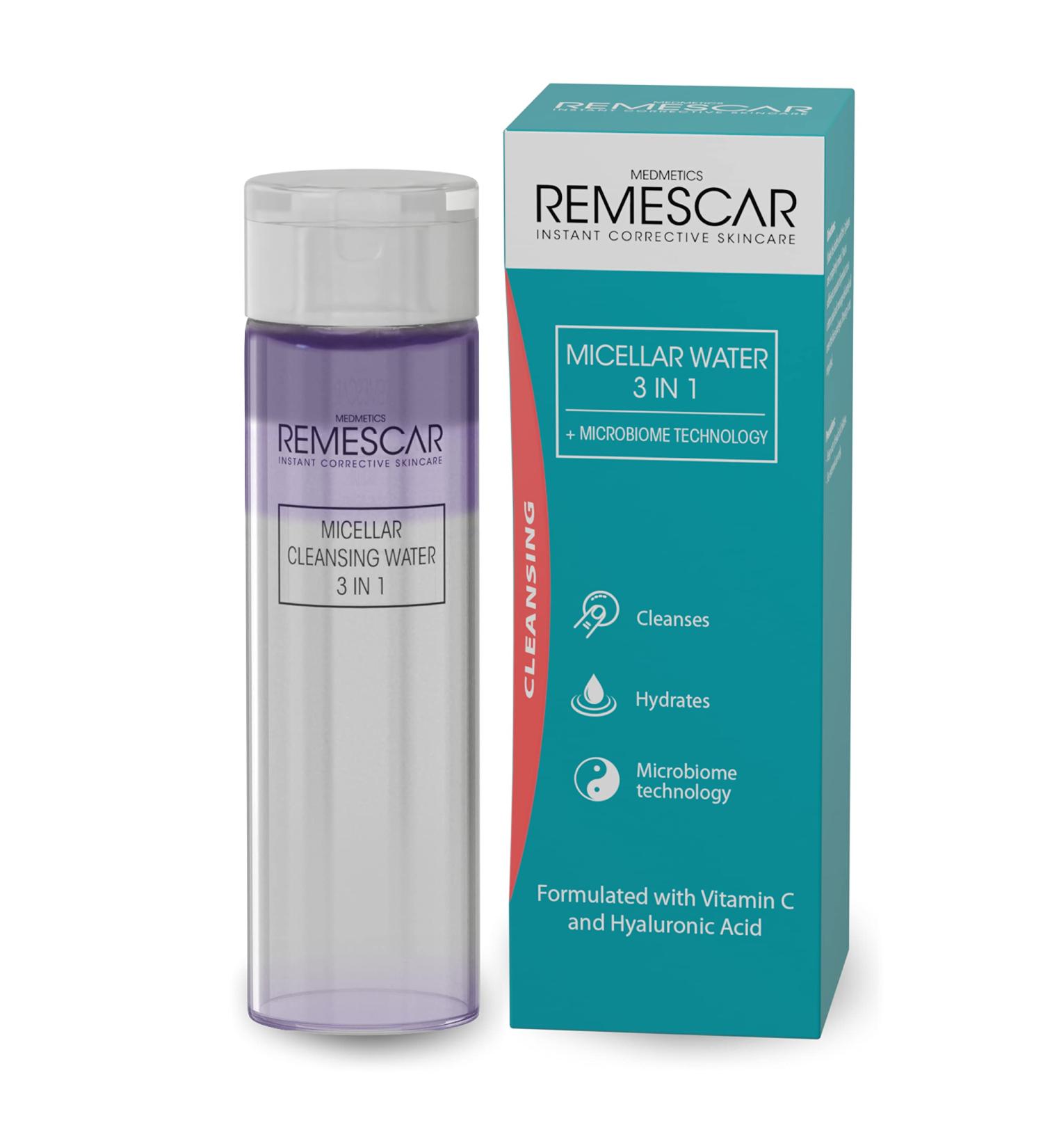 Remescar Micelle Water 200ml - 3-in-1 Makeup Remover & Facial Cleanser with Vitamin C & Hyaluronic Acid - International Shipping Available - Buy Online on GoSupps.com