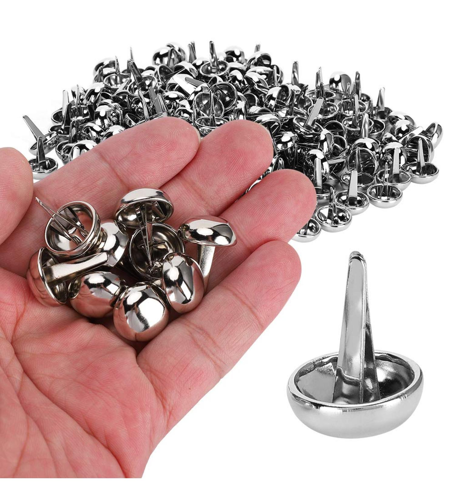 200Pcs Round Brads Purse Feet Handbag Nailheads Spike for DIY Leather Craft Purse Handbag Feet Nail Head 15mm Silver - Buy Online on GoSupps.com
