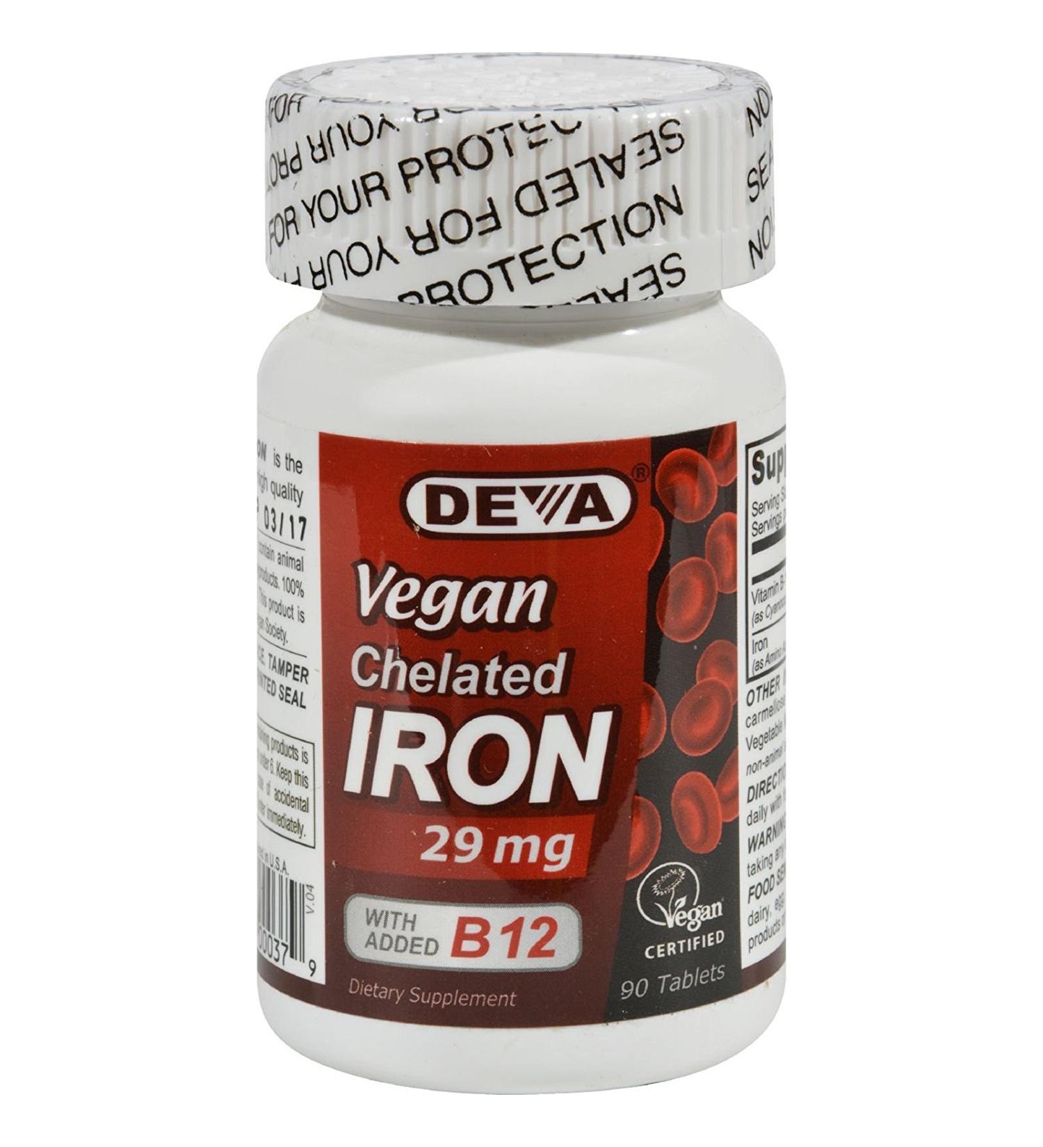 Deva Vegan Vitamins Chelated Iron - 29 mg - 90 Tablets