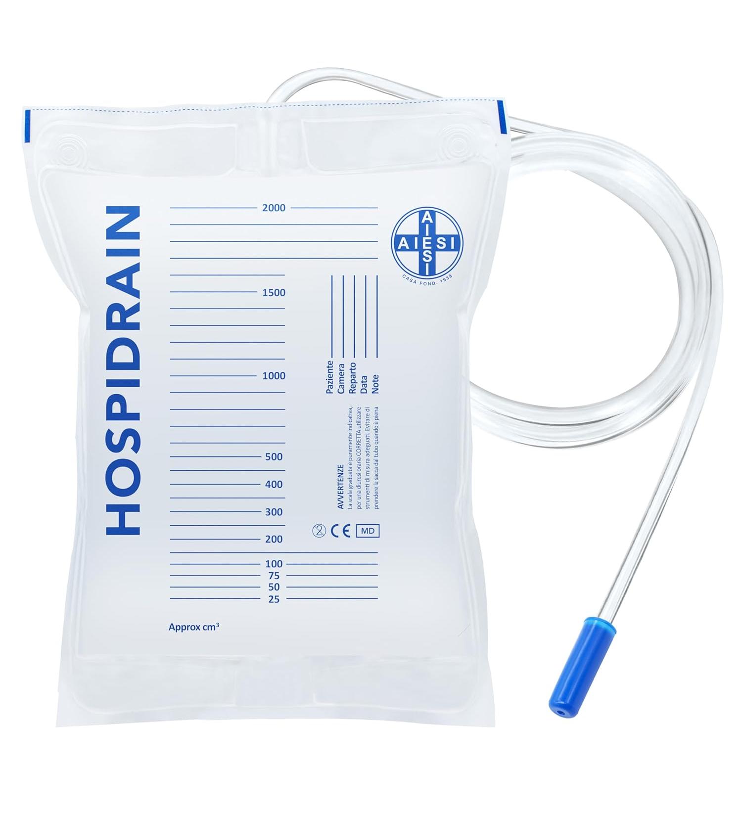 AIESI Urine bag bed 2 liters - with tube 90cm - without drain tap HOSPIDRAIN - pack of 25 - Buy Online on GoSupps.com