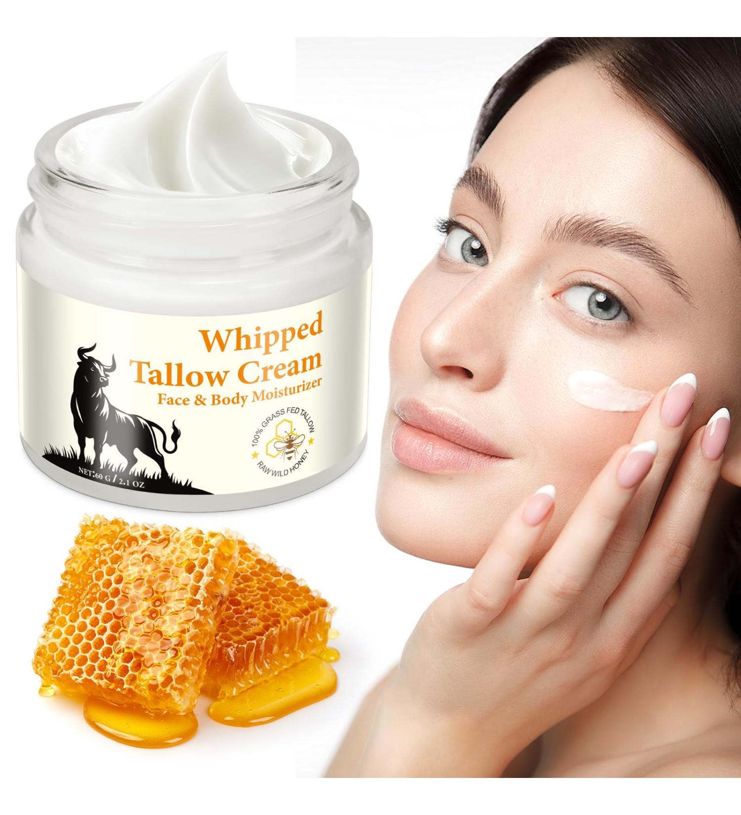 Beef Honey Balm Tallow Skin Cream Beef Cream Anti-Wrinkle Cream Organic Beef Skin Cream Face and Body Cream Suitable for All Organic Tallow Beef 60g - Buy Online on GoSupps.com