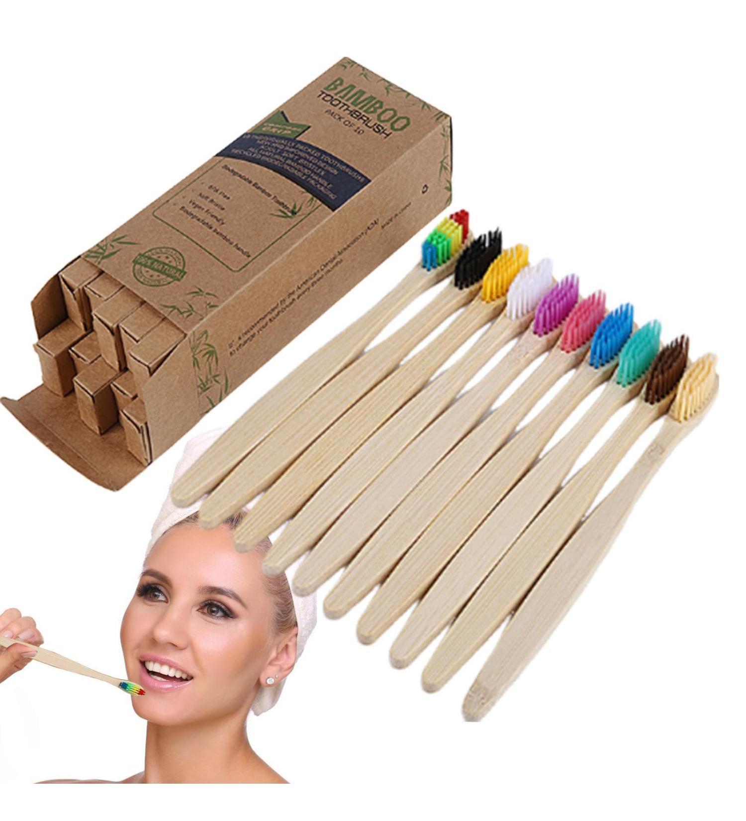 Eco-Friendly Wooden & Bamboo Toothbrushes | Soft Bristle Reusable Toothbrushes for Travel Camping & Picnics in 10 Colors - Buy Online on GoSupps.com