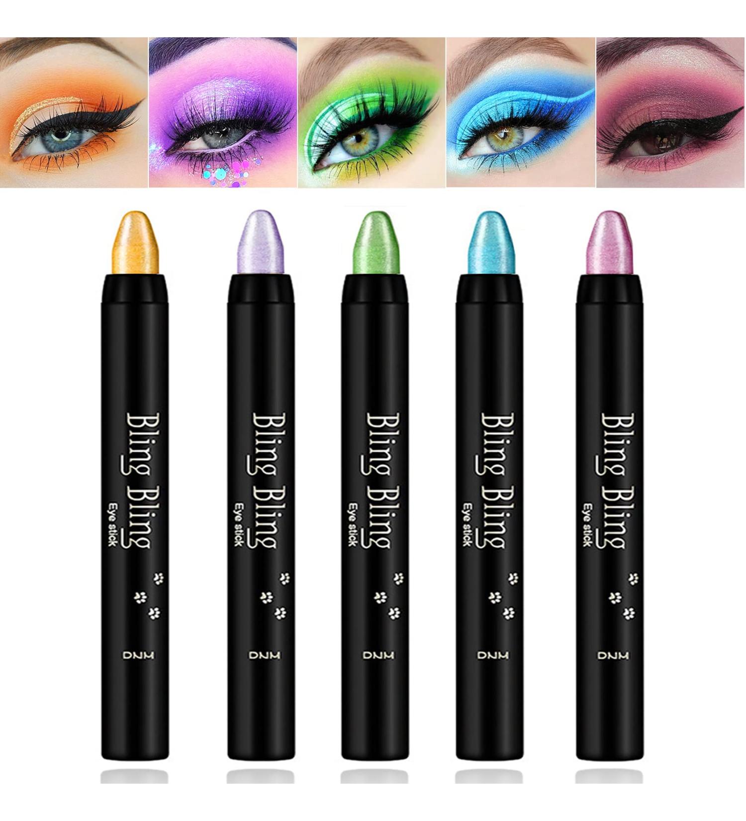 Glitter Eyeshadow Stick Set - Waterproof, Long Lasting, 5 Colors - Shimmer Eye Makeup Pencil Crayon - Buy Online on GoSupps.com