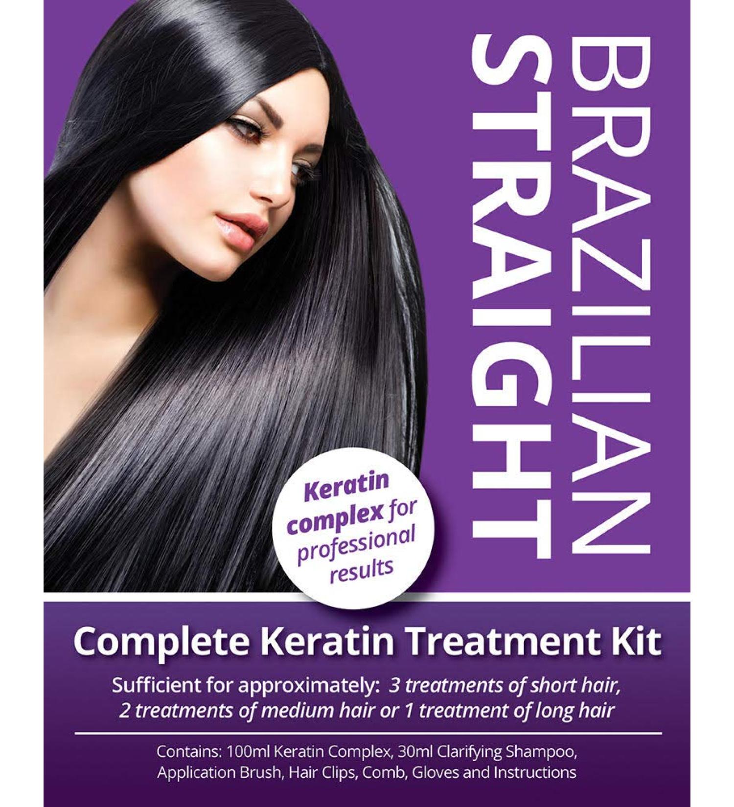 Salon Quality Brazilian Straight Purple Keratin Treatment Kit Professional Results 1 3 Applications Hair Straightening Blow Dry Smoothing Frizz Free at Home