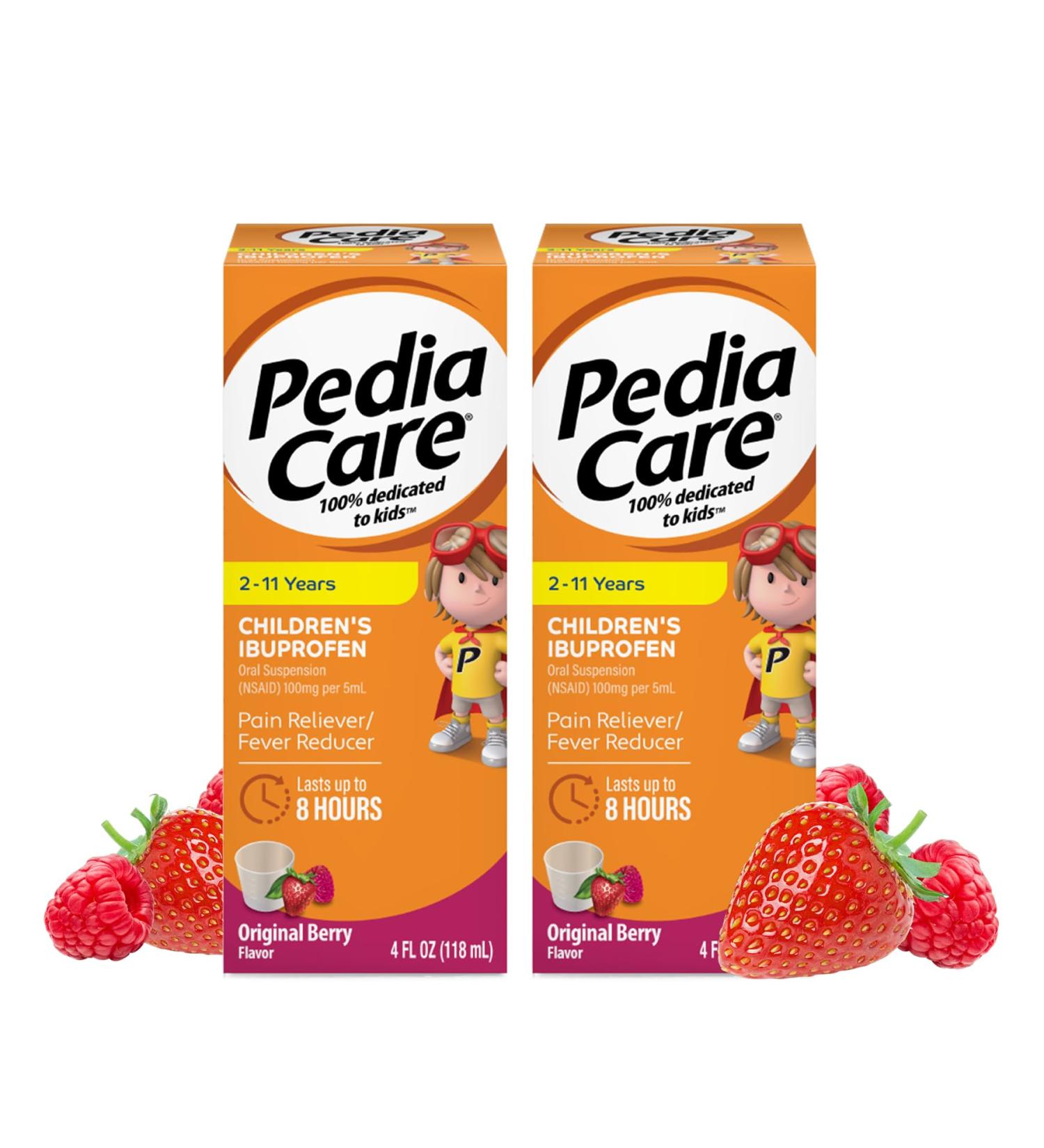 PediaCare Children's Ibuprofen Oral Suspension Liquid Kids Pain Reliever + Fever Reducer Ages 2-11 Berry Flavor 4 fl oz (2 Pack) - Buy Online on GoSupps.com
