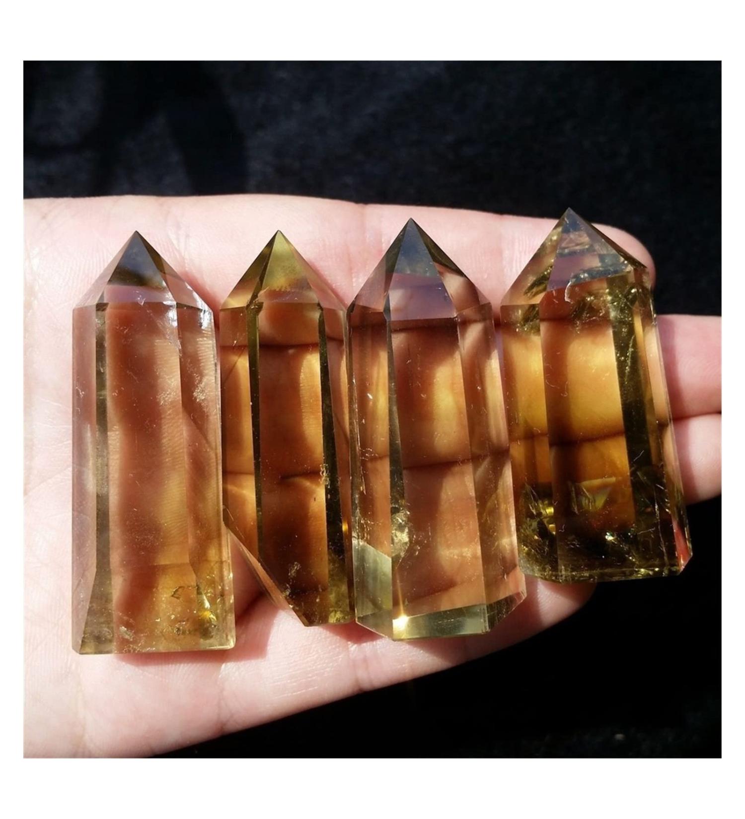Natural Crystal Rough 4pcs Natural Citrine Quartz Crystal Transparent Point - Buy Online on GoSupps.com