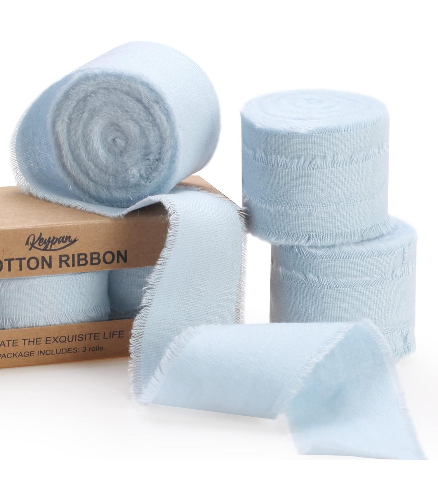 Handmade Light Blue Fringe Ribbon Set - 3 Rolls, 1.6 x 5 Yards each - Perfect for Gift Wrapping, Crafts, Bridal Bouquets, Wedding Decorations - Buy Online on GoSupps.com
