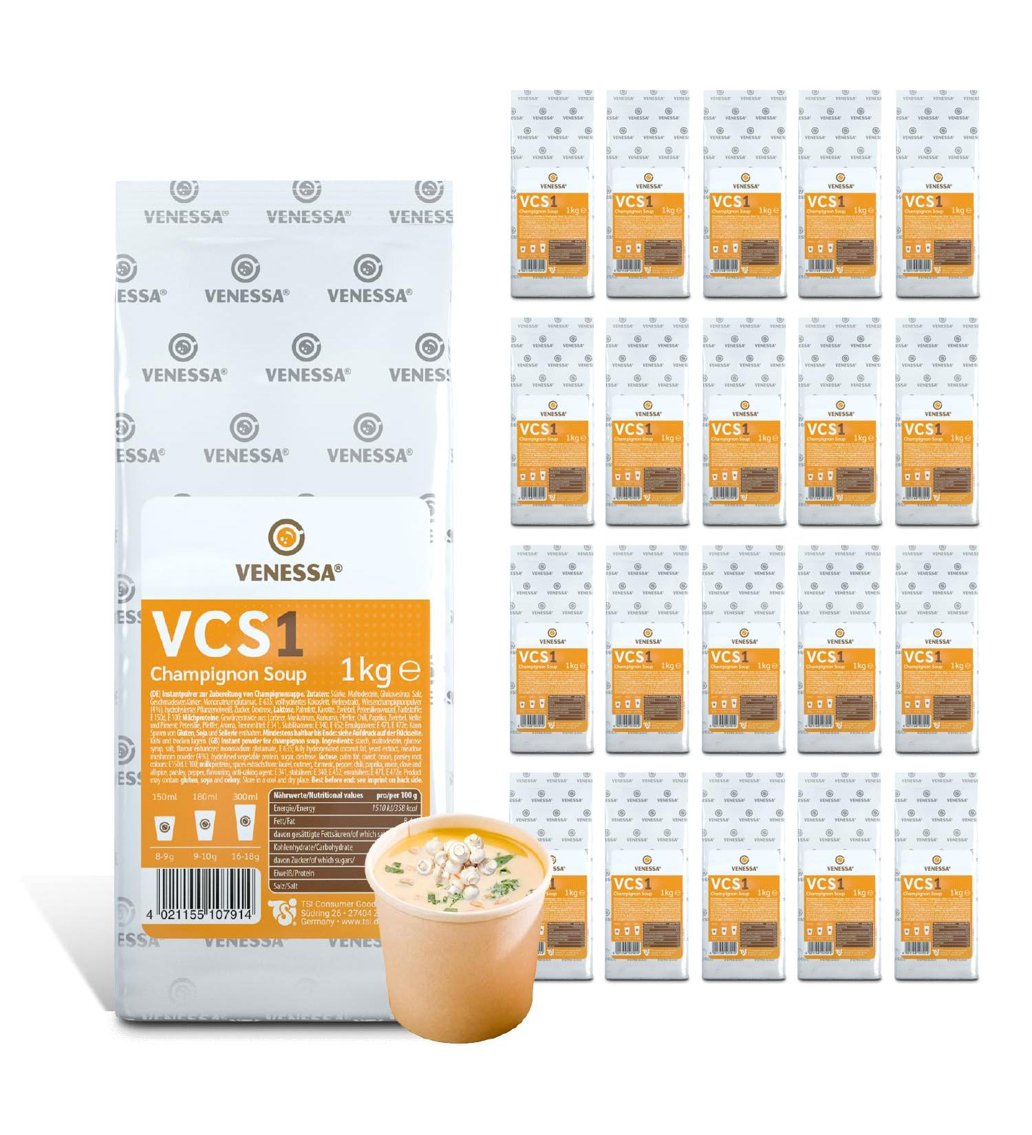 VENESSA VCS 1 mushroom soup 20 x 1 kg Value pack Refined creamy mushroom soup with spices for automatic machines Automatic soup For catering - Buy Online on GoSupps.com