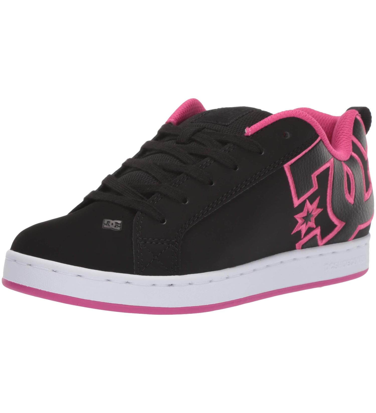 DC Women's Court Graffik Casual Low Top Skate Shoe - Black Pink - Size 42.5 EU - International Shipping Available - Buy Online on GoSupps.com