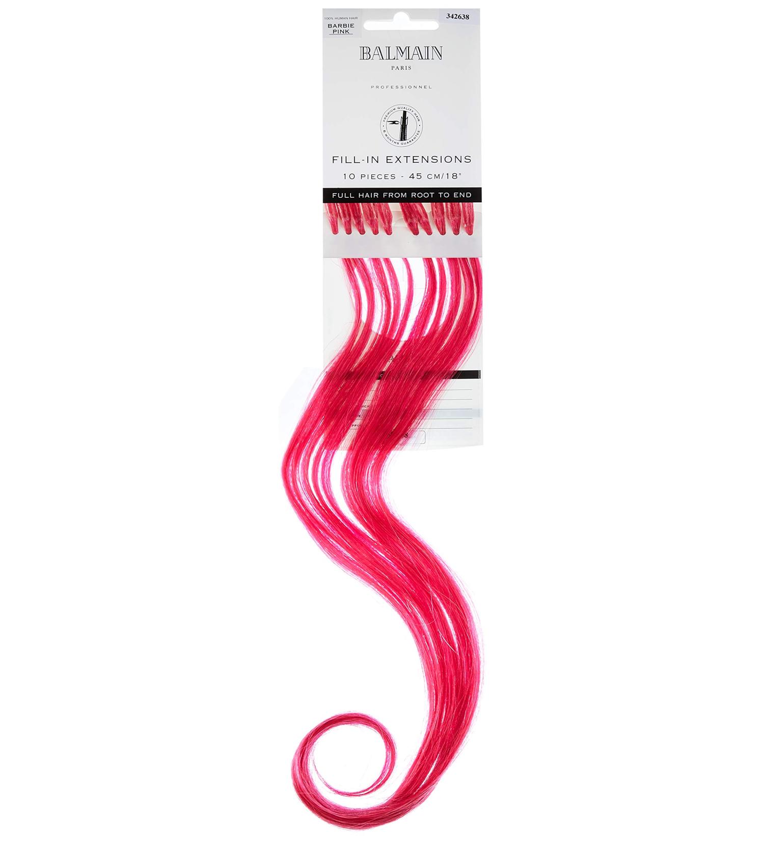 Balmain Fill-In Extensions Human Hair Straight Fantasy Real Hair 10 Pieces Barbie Pink 45 Cm Length