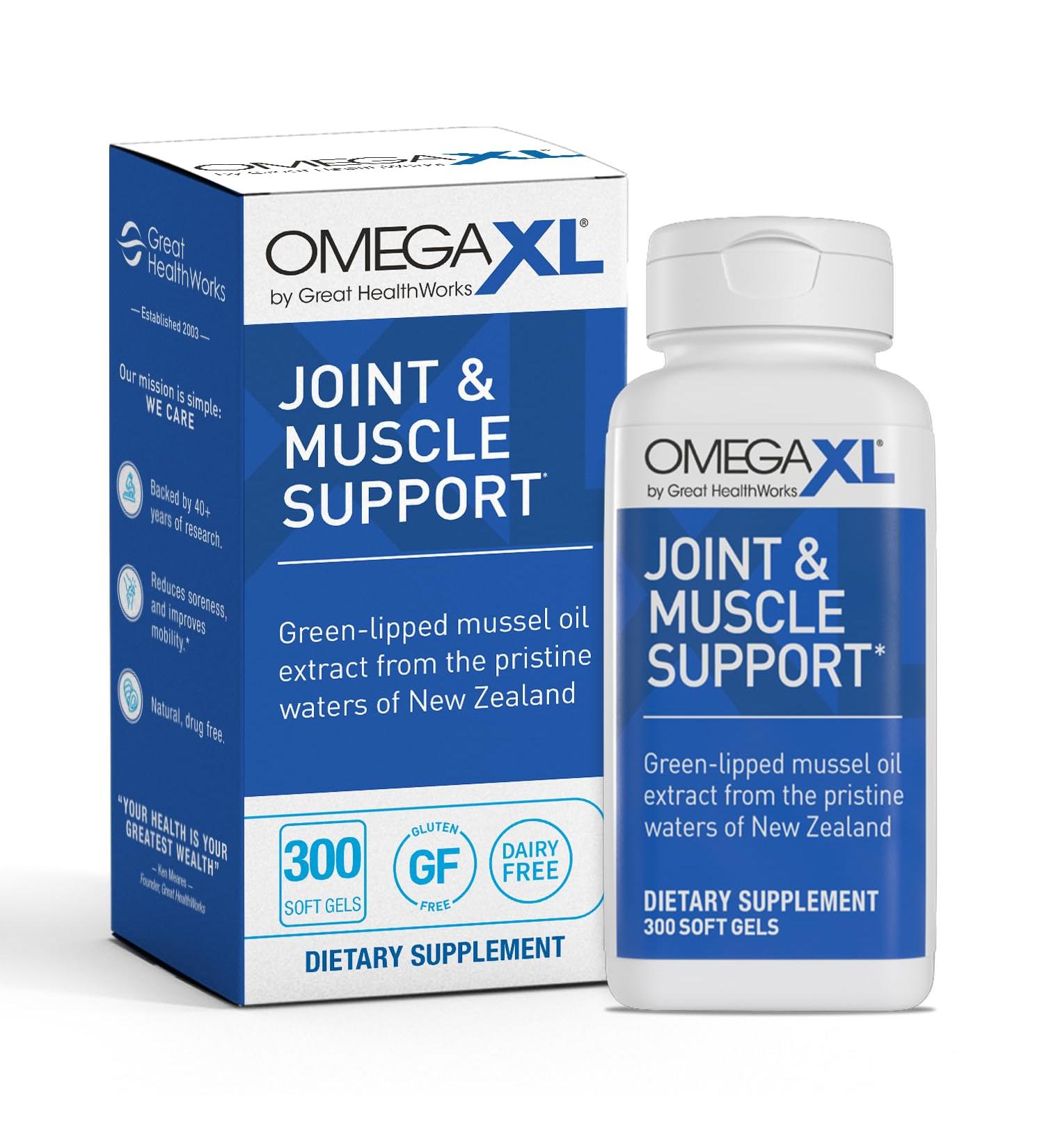 OmegaXL Joint Support Supplement - Natural Muscle Support Green Lipped Mussel Oil Soft Gel Pills Drug-Free 300 Count 300 Count (Pack of 1) - Buy Online on GoSupps.com