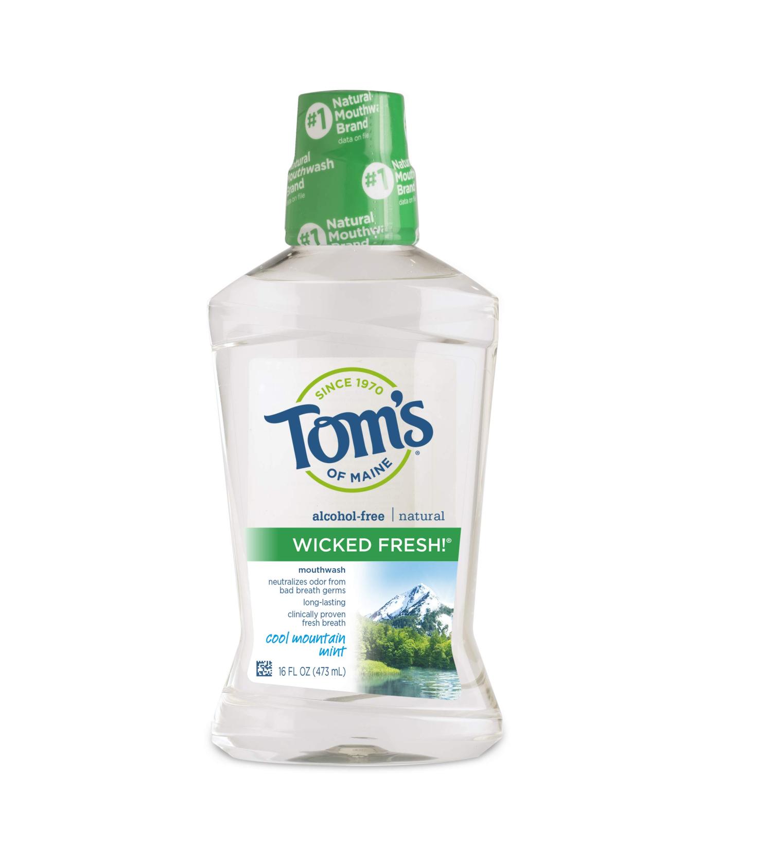 Toms of Maine Cool Mountain Mint Mouthwash - 16 Oz | Natural Fresh Breath | International Shipping Available - Buy Online on GoSupps.com