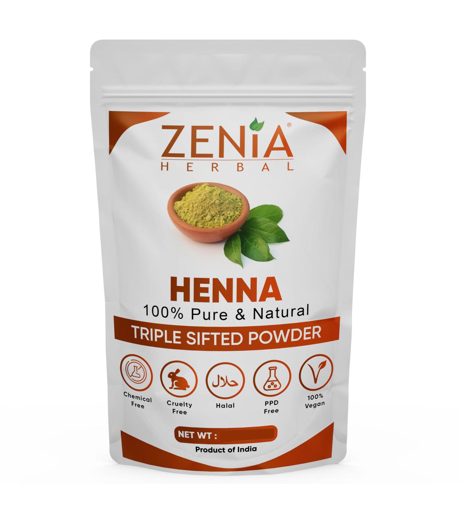Zenia 100% Pure Natural Henna Powder | 908g | Chemical-Free Orange-Red Hair Color | Triple Sifted from Rajasthan | International Shipping Available - Buy Online on GoSupps.com