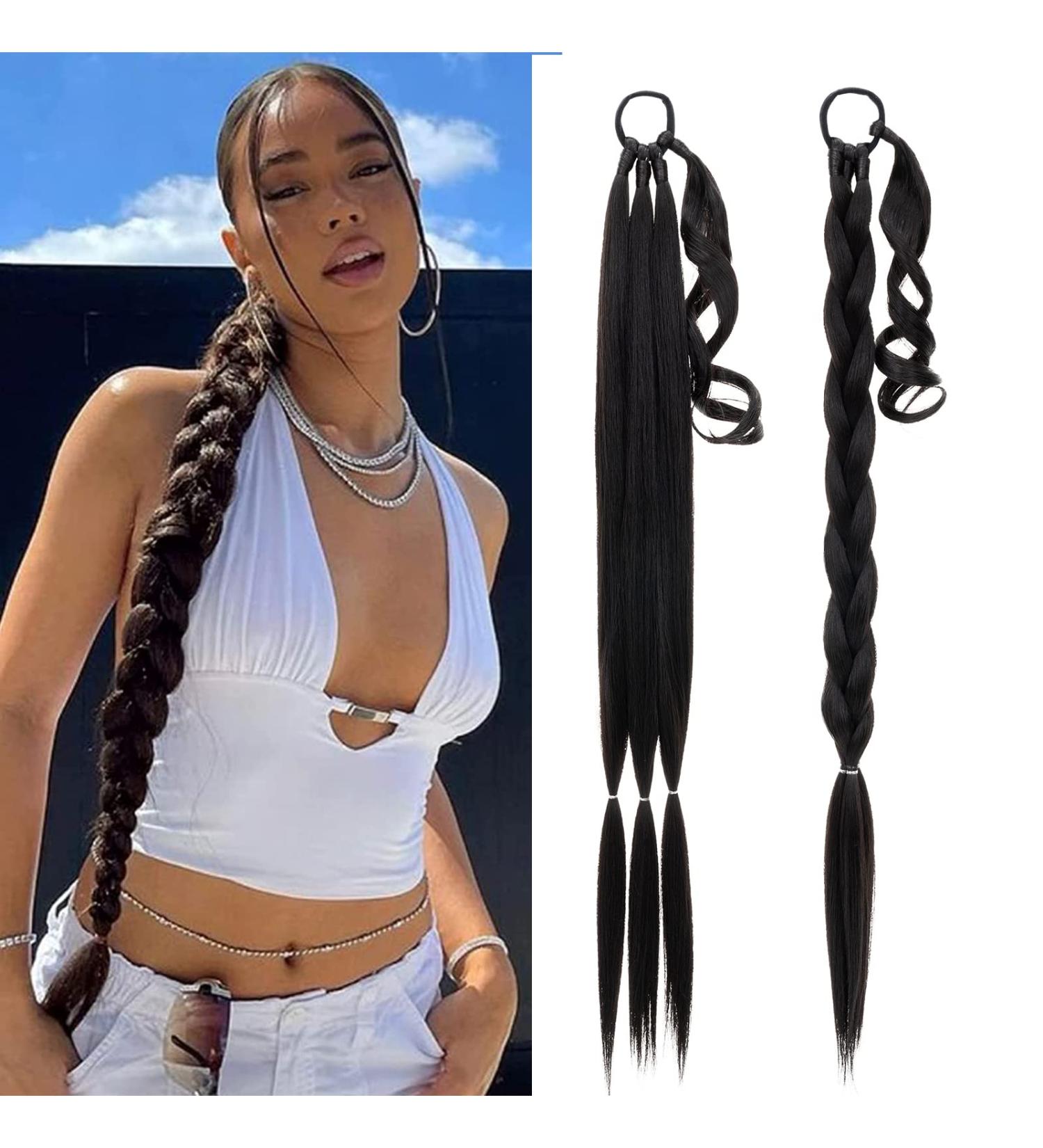 MY-LADY 32 Dark Brown Braided Ponytail Extension | Synthetic Hair Wrap Around Braid for Women - Buy Online on GoSupps.com