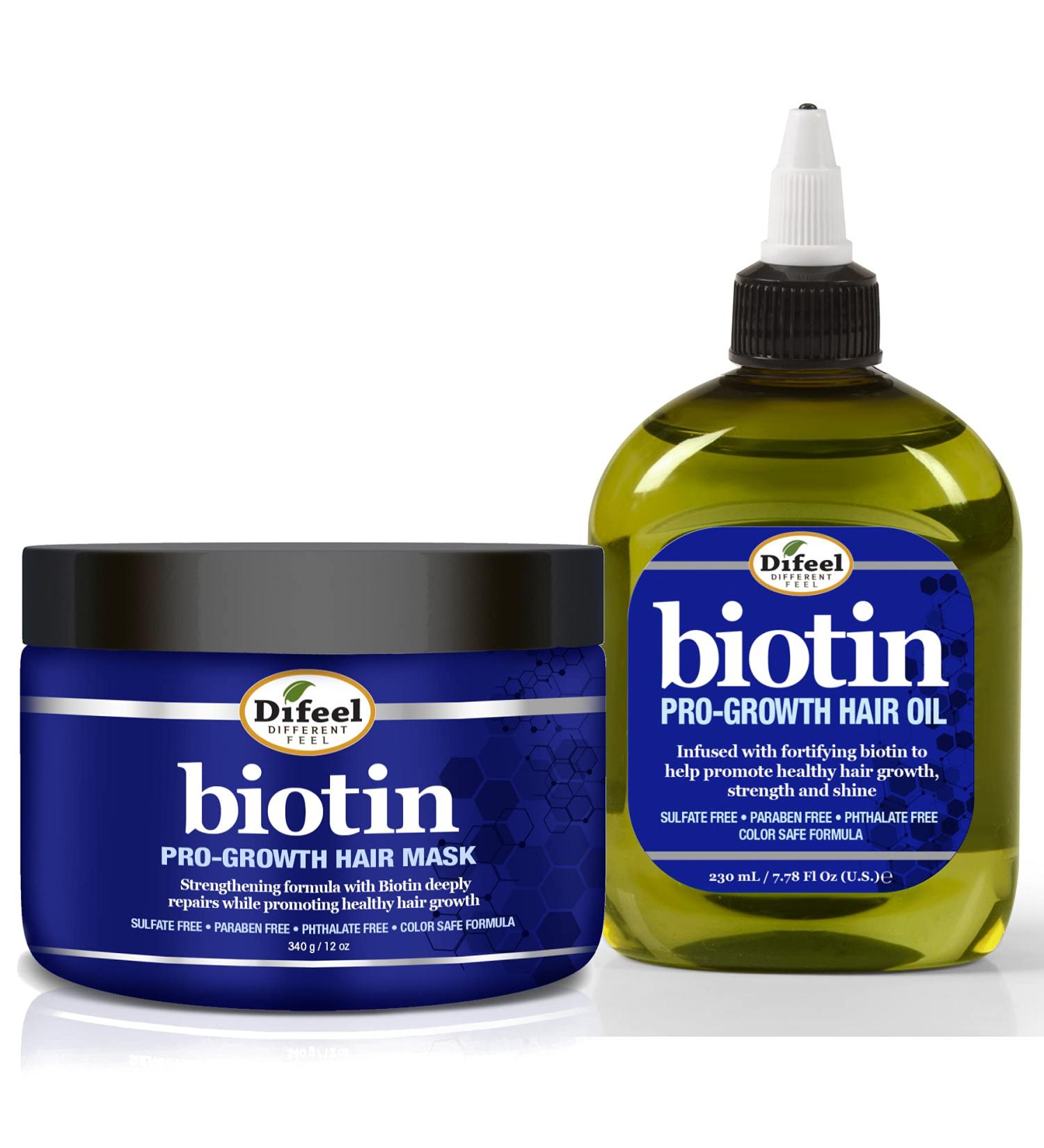 Difeel Pro-Growth Biotin Hair Mask & Oil Set - 12 oz. Mask + 7.1 oz. Oil - Buy Online on GoSupps.com