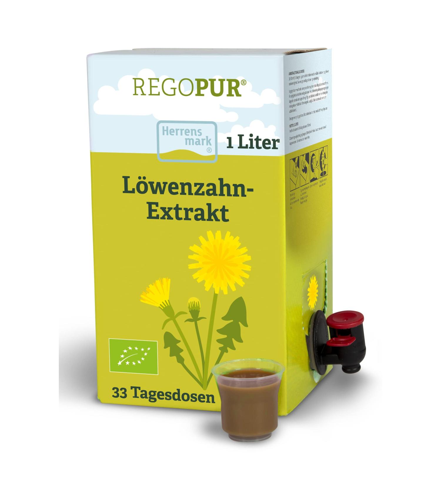 Regopur Organic Dandelion Extract 1L | 100% Vegan Fermented Additive-Free | Darnation Supplement for 3-Month Cure - Buy Online on GoSupps.com