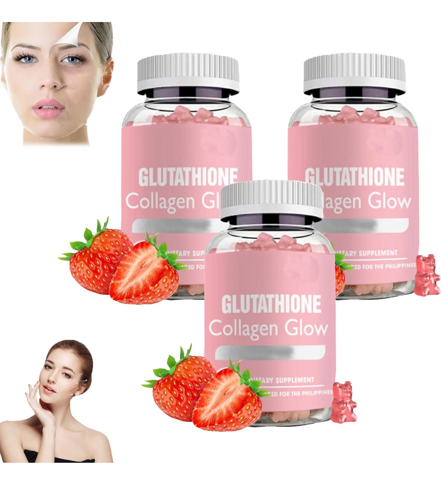 Glutathione Collagen Glow Gummies Glutathione Glutathione Gummies New Glutathione Collagen Glow Korean Collagen Gummies for Women Skin Care 3Pcs - Buy Online on GoSupps.com