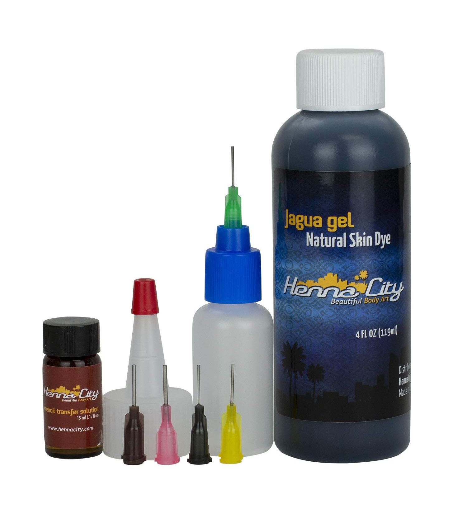 Henna City Premium Jagua Gel - 4oz for Temporary & Semi-Permanent Tattoos | Organic Jagua Ink, Henna Stencils, Applicator Bottle | Henna Tattoo Kit - Buy Online on GoSupps.com