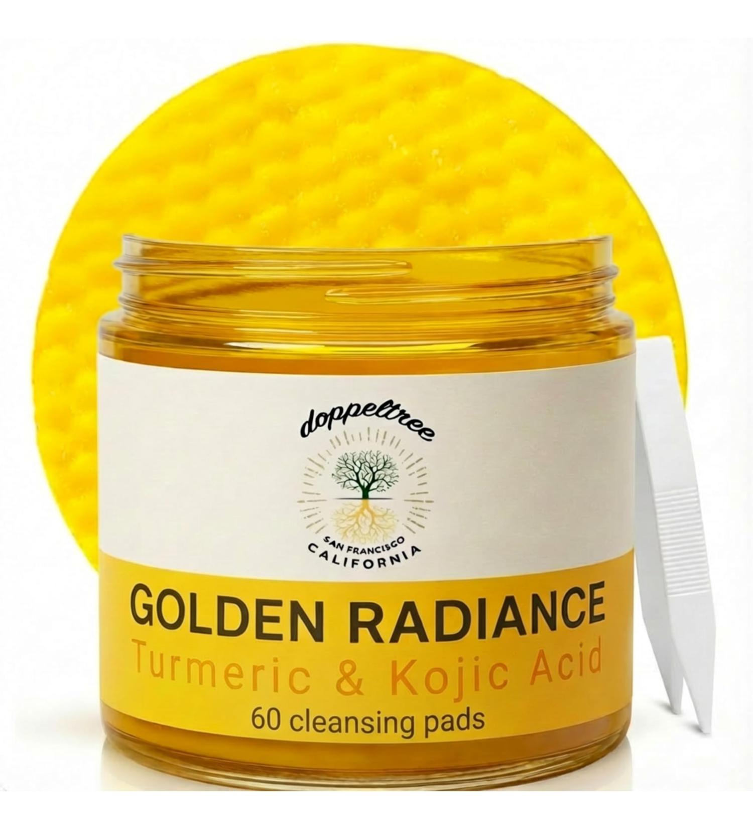 Doppeltree Turmeric & Kojic Acid Wash-Off Cleansing Pads (60 thick pads) Lathering Face Scrub Exfoliation Cleanser Dark Spot Reduction Brightening and Clarifying - Helps Improve Skin Tone and Glow - Buy Online on GoSupps.com