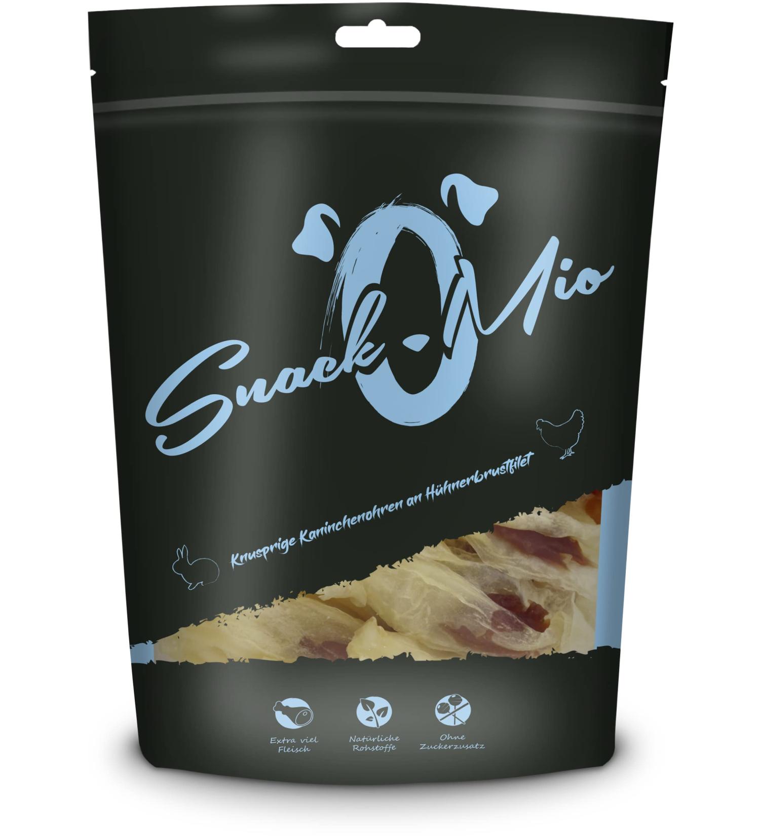 Buy Snackomio Premium Dog Snack - Crispy Rabbit Ears on Chicken Breast Fillet Grain-Free 70g Pack - Healthy Treats for Your Dog - Buy Online on GoSupps.com