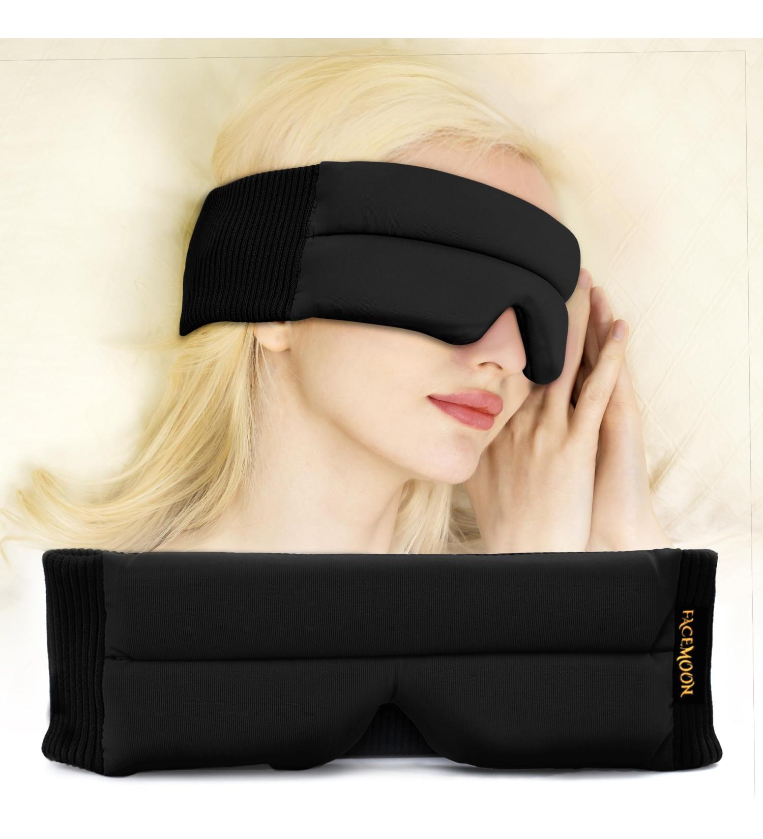 Blackout Sleep Mask for Women & Men - Adjustable Soft Eye Mask for Travel & Night Shift - Ideal for Airplane & Rest Black - Buy Online on GoSupps.com
