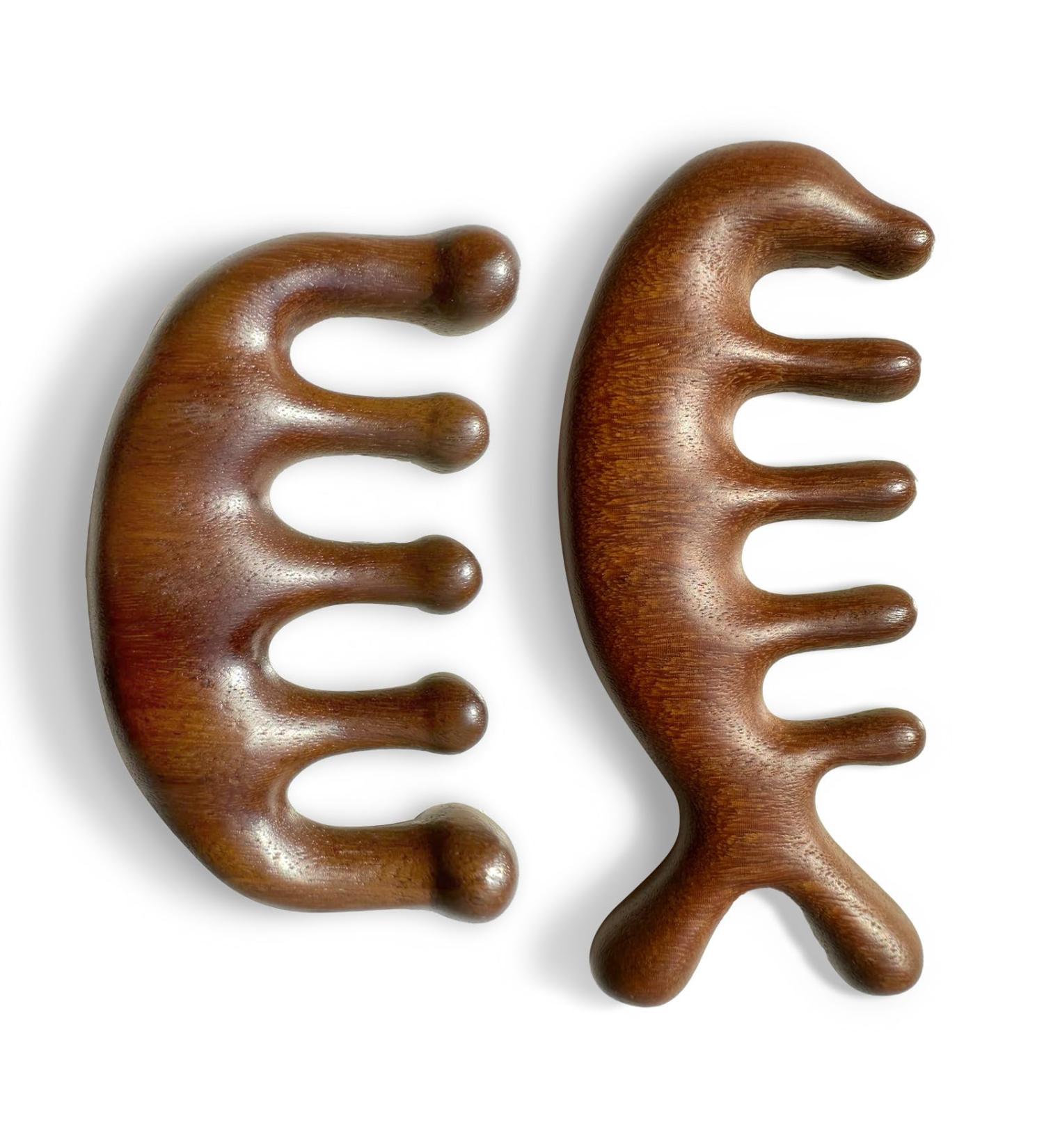 Buy Kotkiddy Wooden Massaging Comb - 2 Piece Set Wide Tooth Natural Golden Sandalwood for Head Massage & Fatigue Relief - International Shipping Available - Buy Online on GoSupps.com
