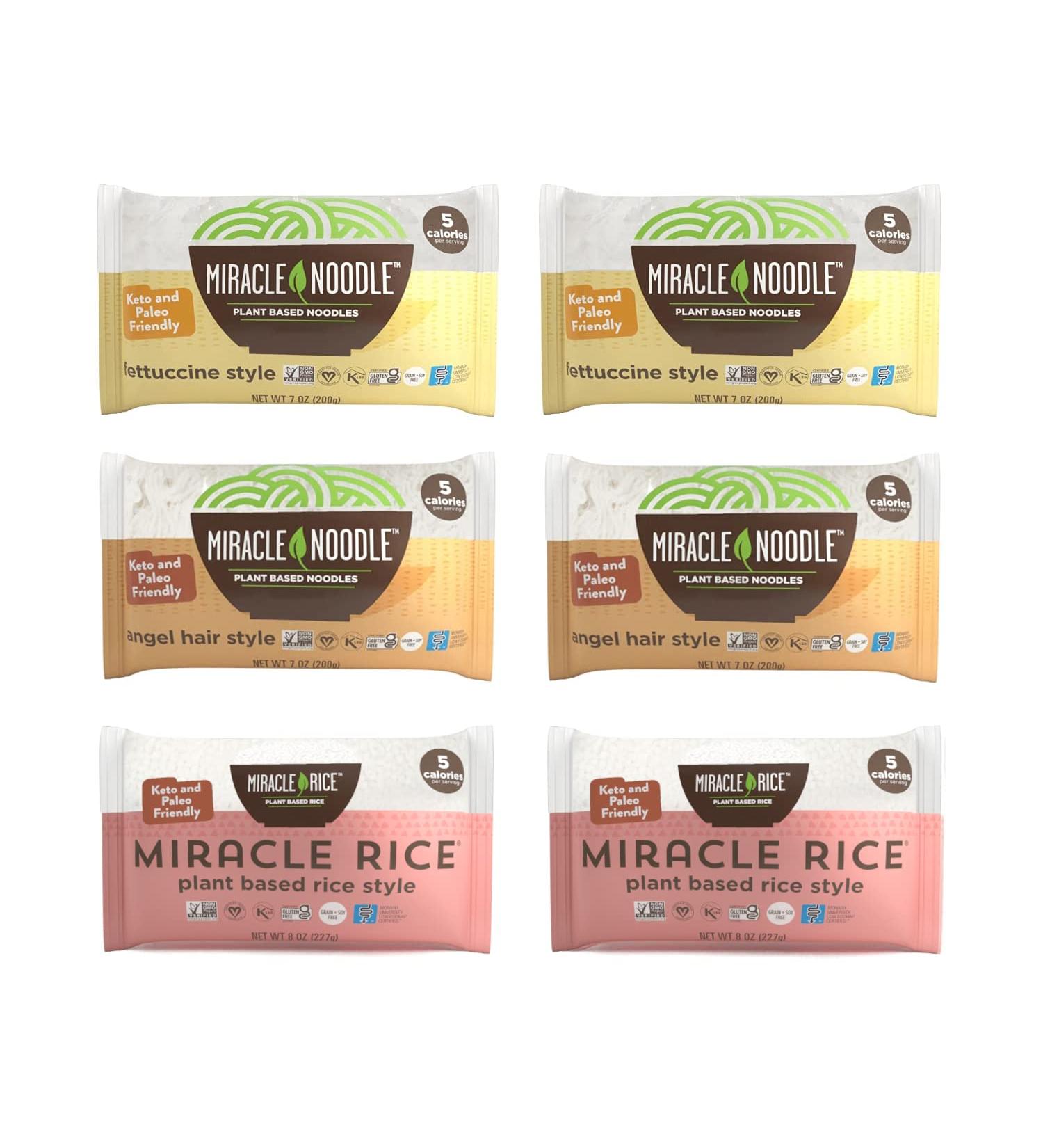 Miracle Noodle Pasta & Rice Variety Pack - Keto Vegan Gluten-Free - 6 Piece Assortment - Buy Online on GoSupps.com