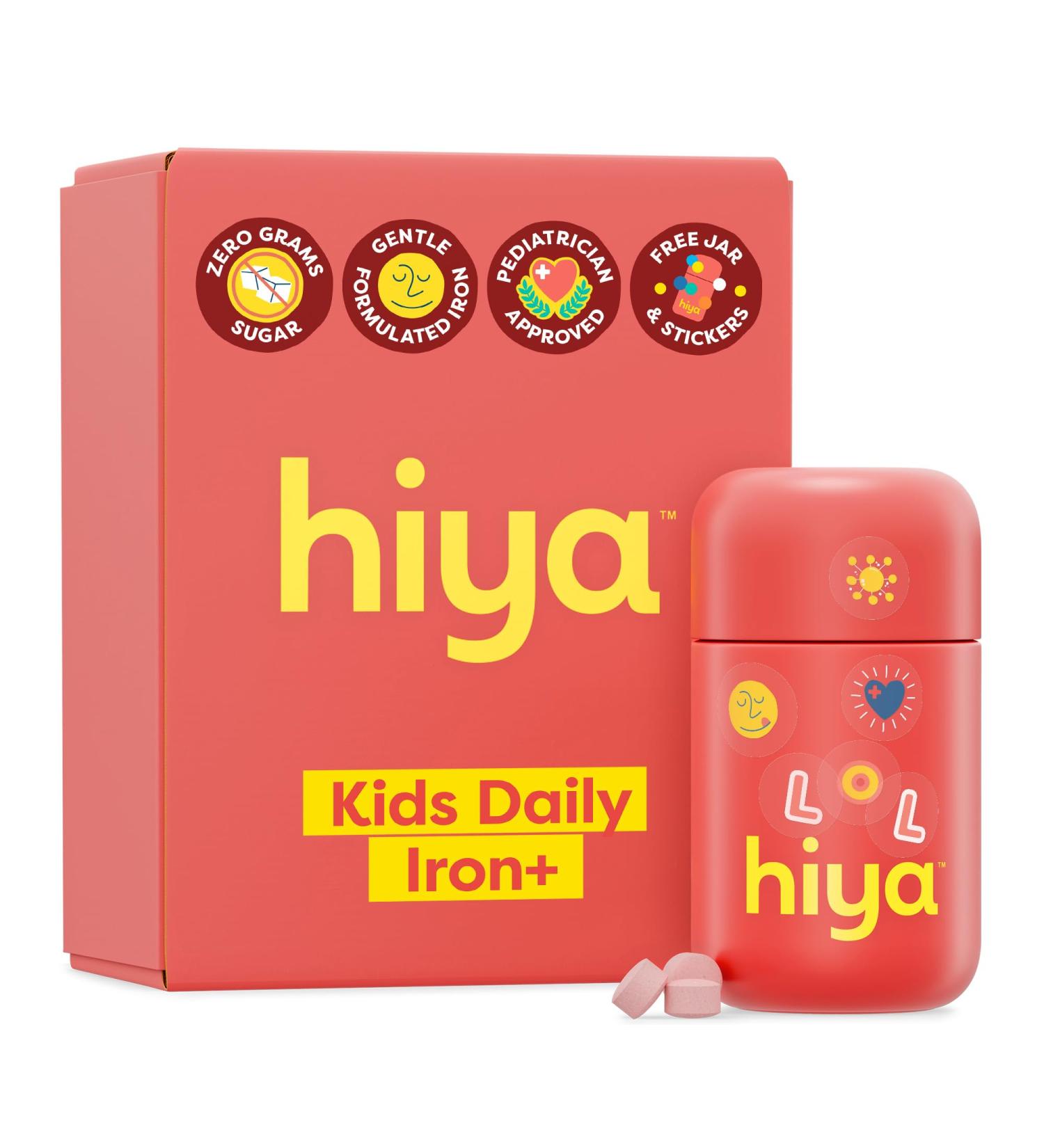 Hiya Iron+ Supplements for Kids - High Absorption Kids Iron Supplement - Delicious Strawberry Flavor & Easy on Children's Stomach - No Added Sugar & Third Party Tested - Buy Online on GoSupps.com
