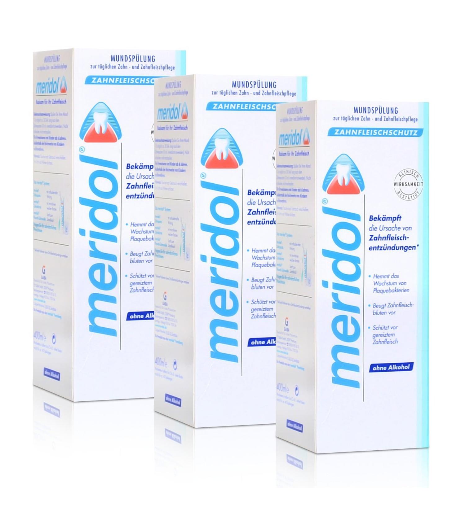 3x Meridol mouthwash gum protection 400ml - without alcohol